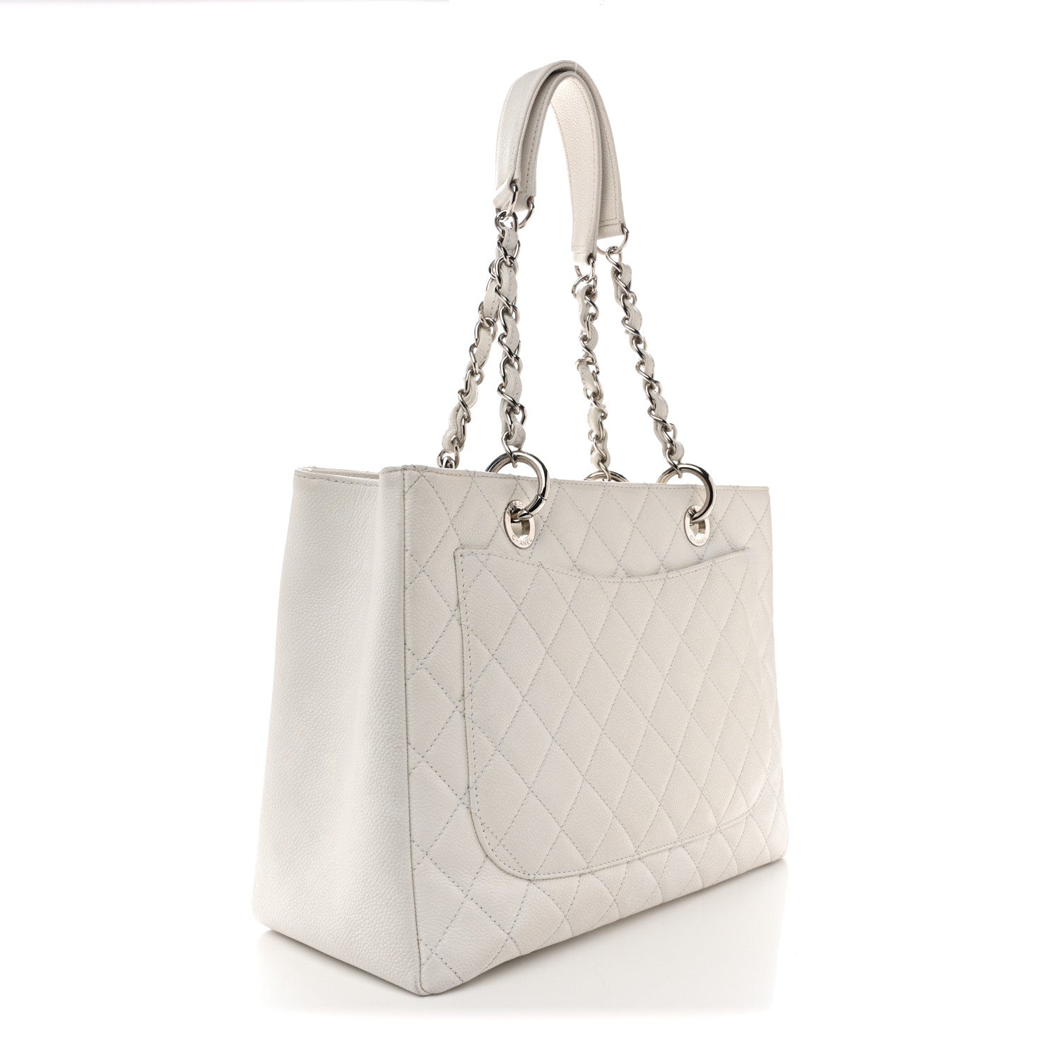 Caviar Quilted Grand Shopping Tote GST White