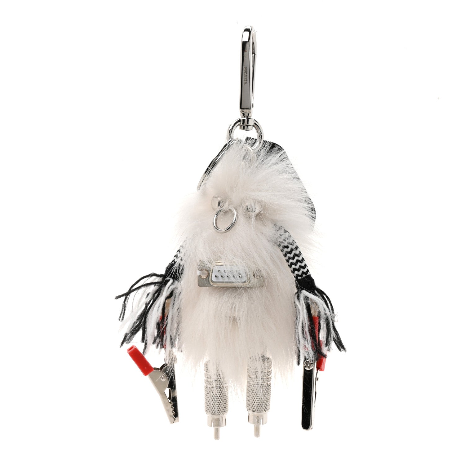 Metal Fur Rufus Bag Charm Chalk White