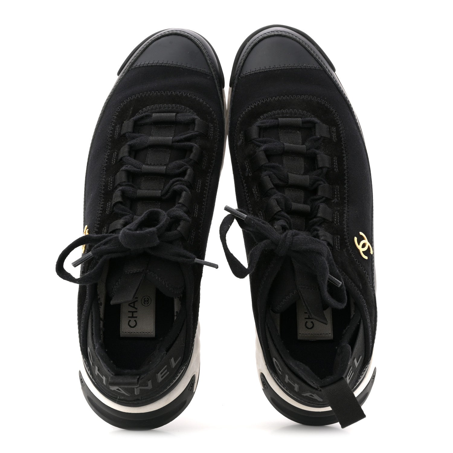 Velvet Calfskin Mixed Fibers CC Sneakers 40 Black