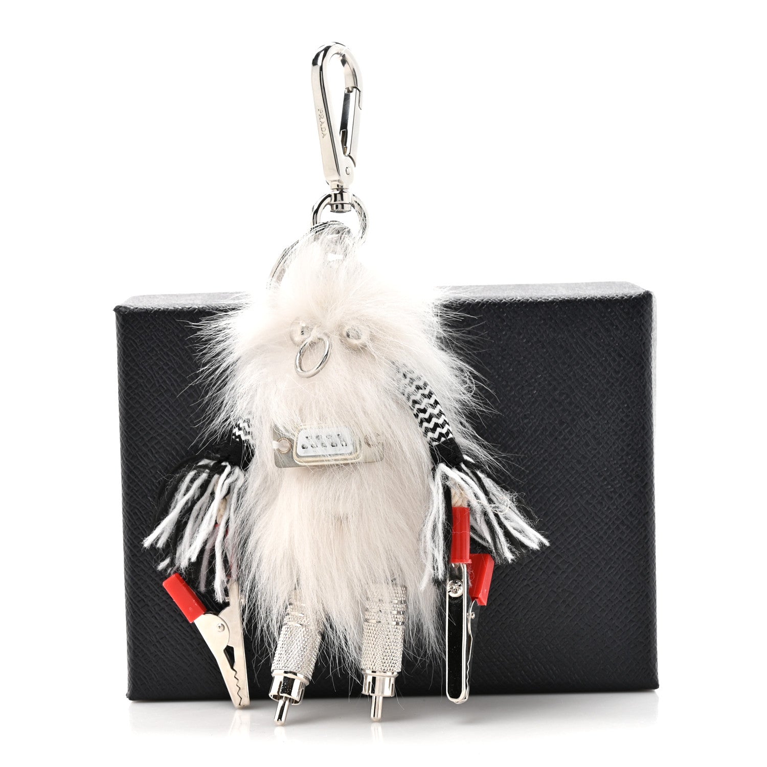 Metal Fur Rufus Bag Charm Chalk White