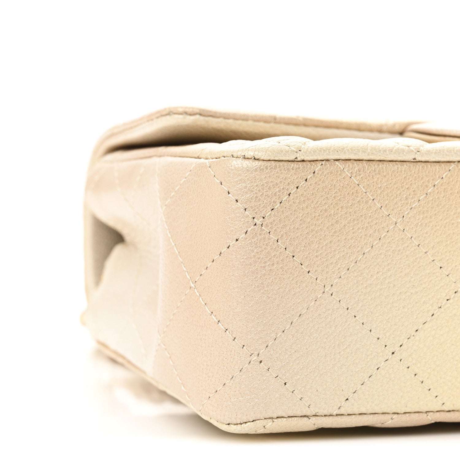 Metallic Goatskin Quilted Mini Rectangular Flap Gold