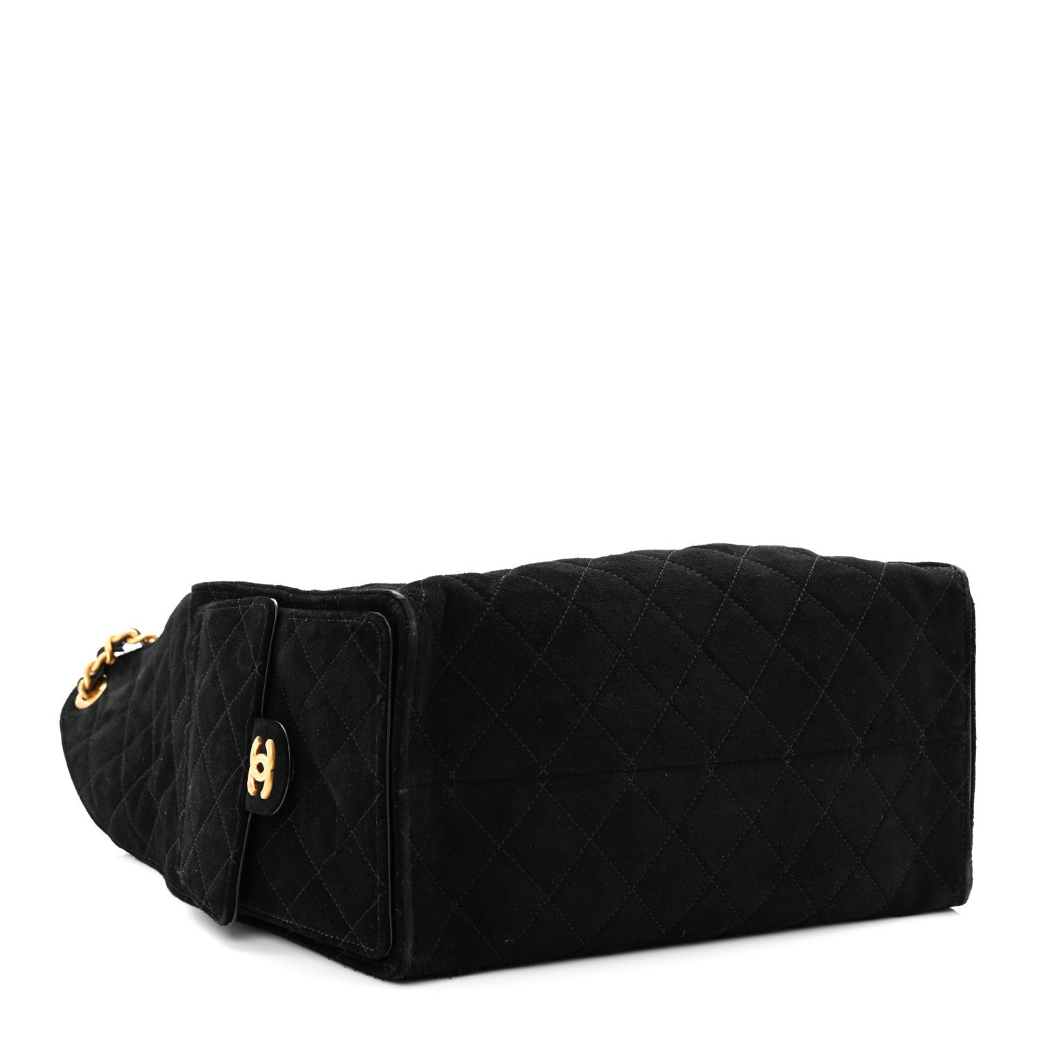 Suede Quilted Medium Chanel 25 Handbag Black