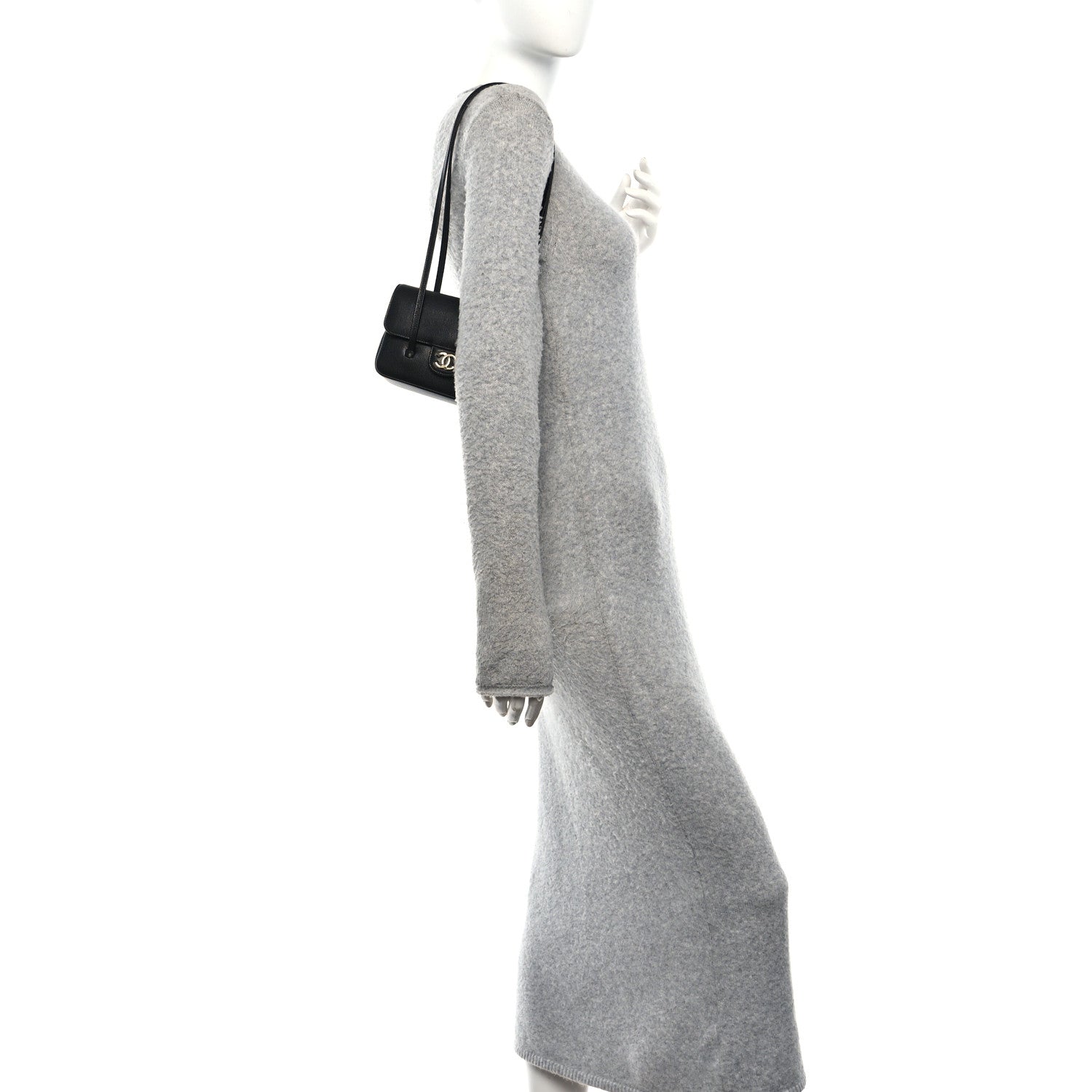 Shiny Caviar Mini Preppy Coco Shoulder Bag Black