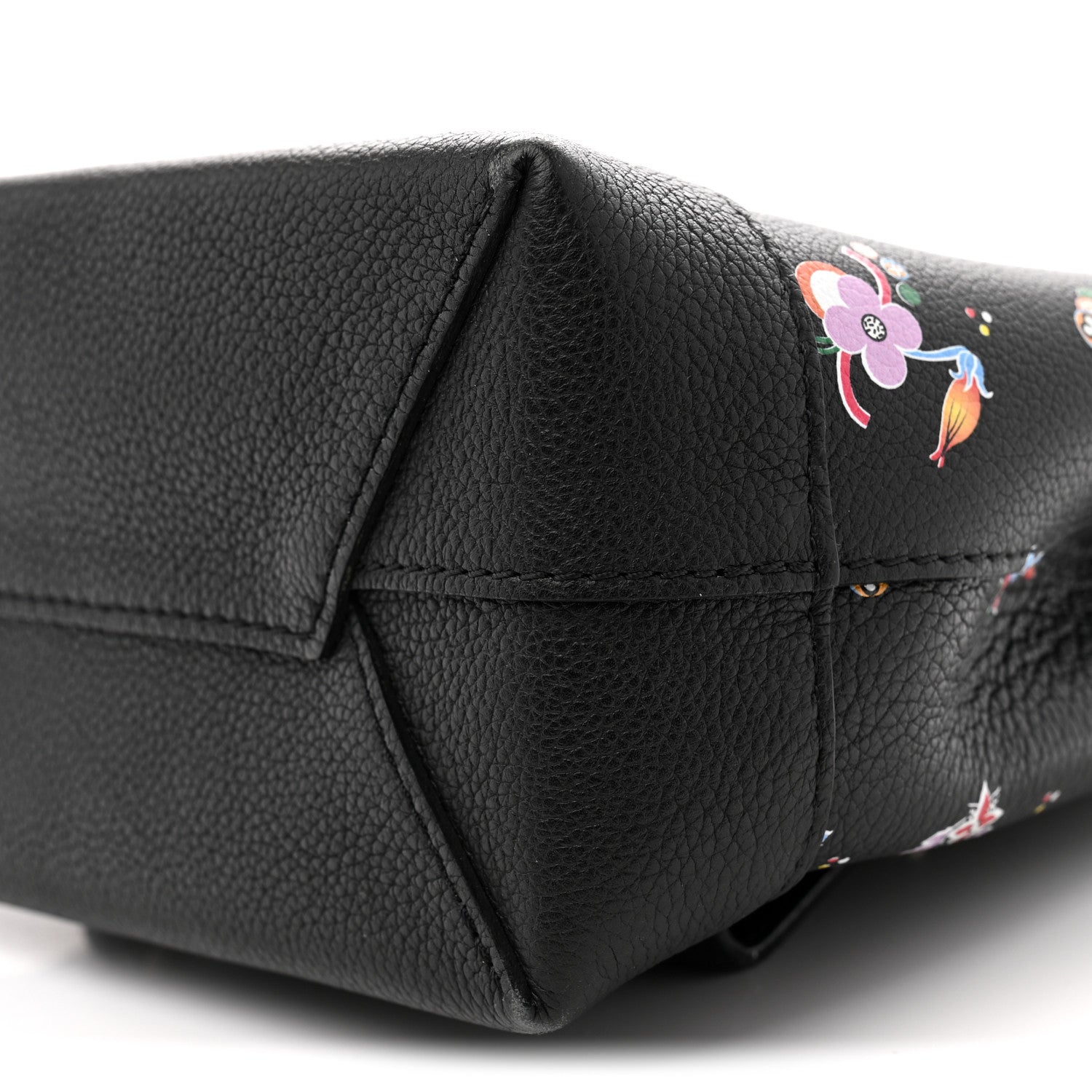 Calfskin Flower Lockme Mini Backpack Black Multicolor
