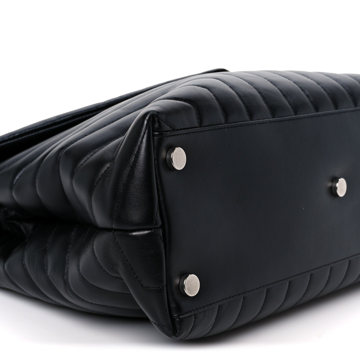 Calfskin Y Quilted Monogram Large Loulou Chain Satchel Black
