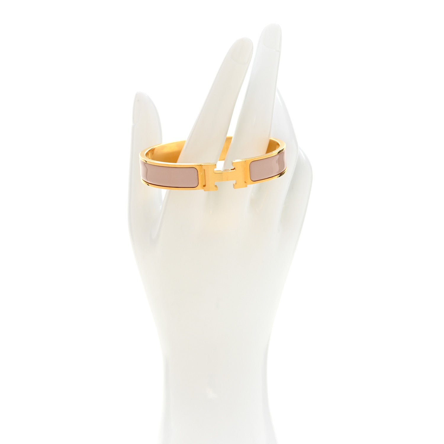 Enamel Narrow Clic Clac H Bracelet GM Marron Glace