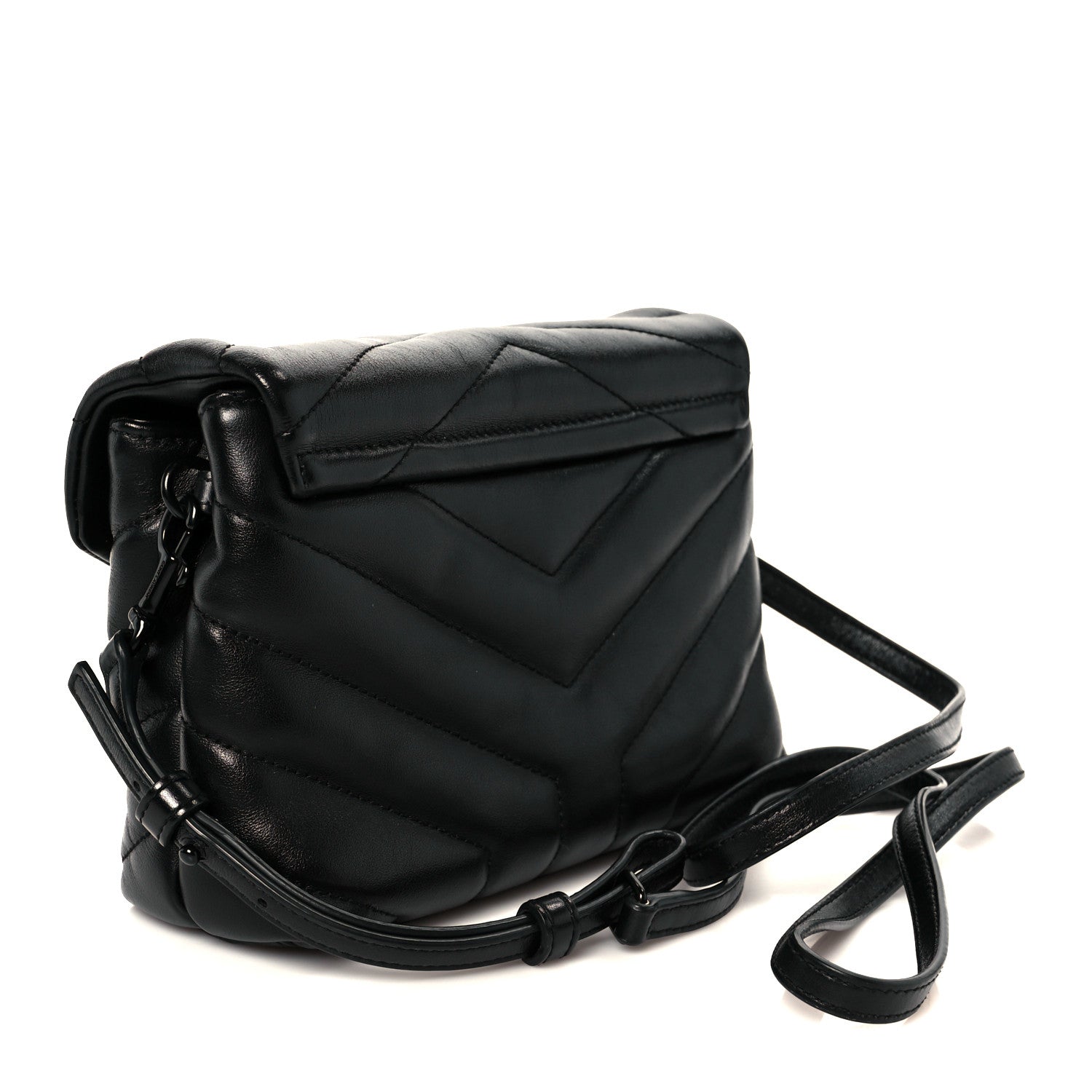 Calfskin Y Quilted Monogram Toy Loulou Crossbody Bag Black