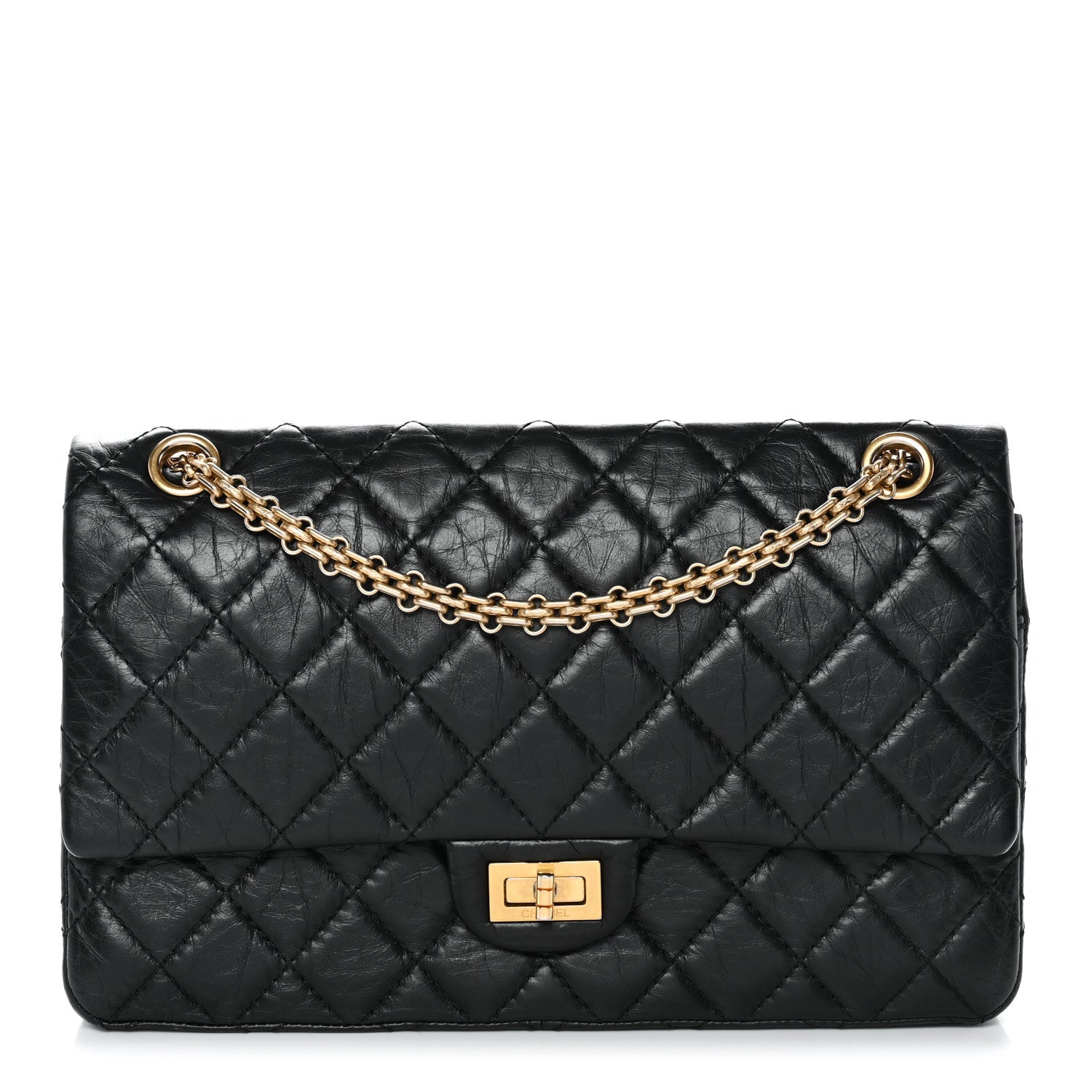 Aged Calfskin Quilted 2.55 Reissue 226 Flap Black