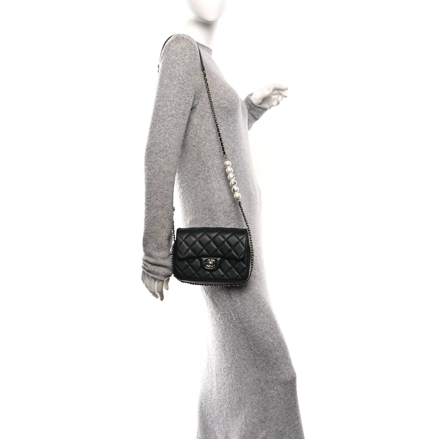 Lambskin Quilted Small My Precious Flap Black