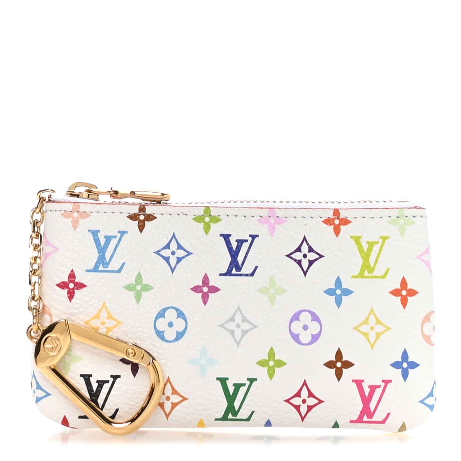 LV X TM Monogram Multicolor Key Pouch White