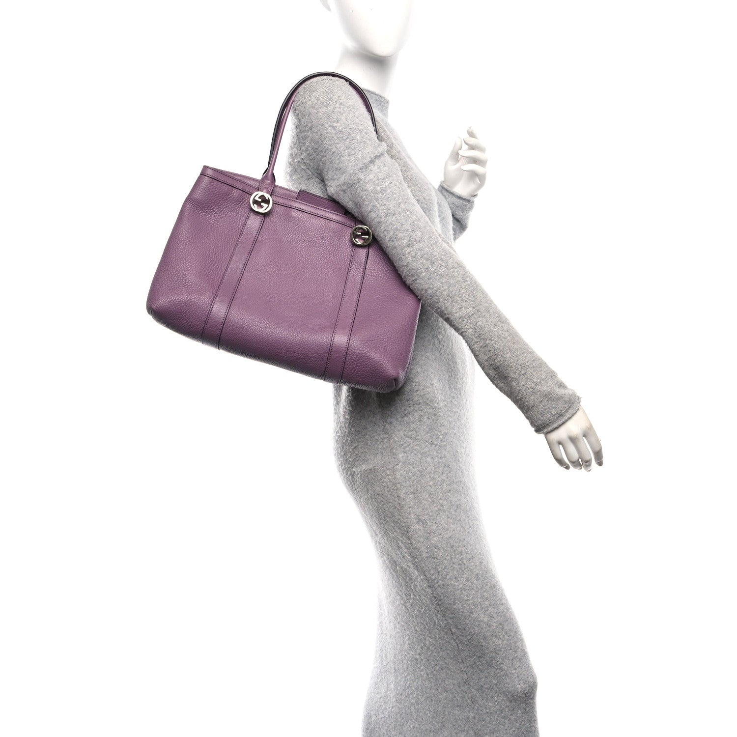 Pebbled Calfskin Old Libeccio Miss GG Tote Purple
