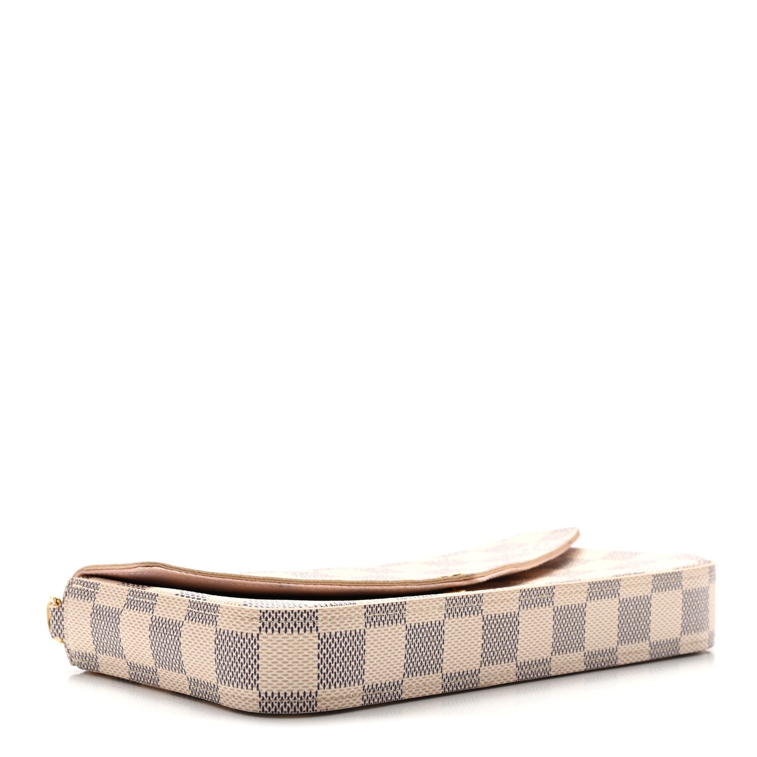 Damier Azur Pochette Felicie Chain Wallet Rose Ballerine