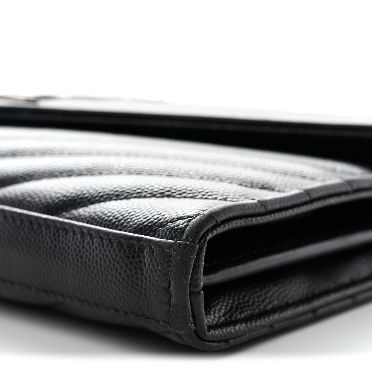 Grain De Poudre Matelasse Chevron Monogram Chain Wallet Black