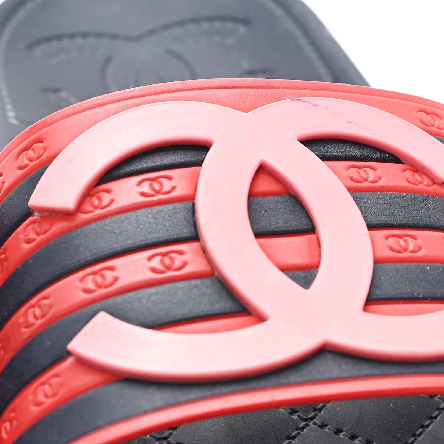 Rubber CC Flat Slide Sandals 36 Pink Red