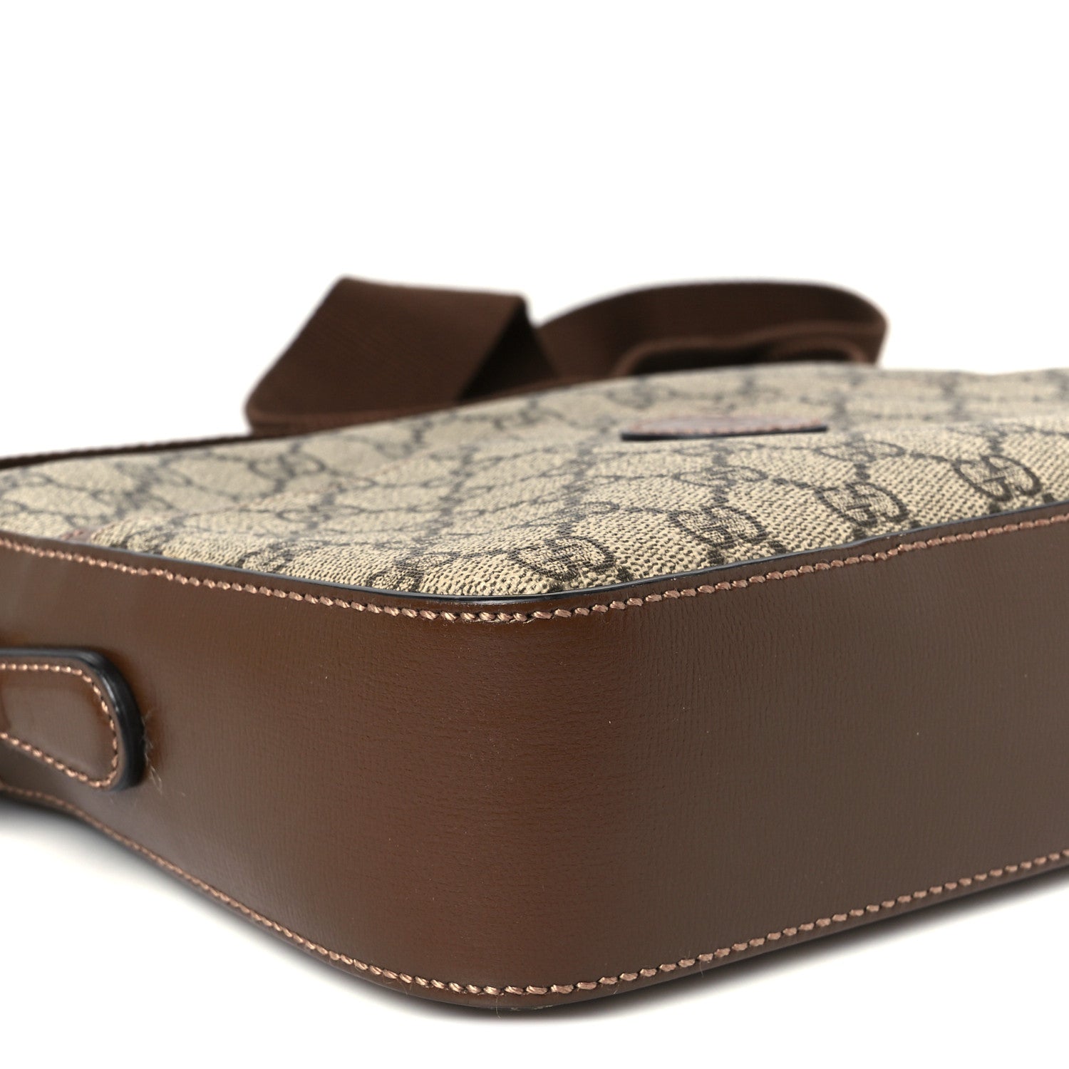 GG Supreme Monogram Azalea Calfskin Retro Interlocking G Messenger Shoulder Bag Beige Ebony Brown Sugar