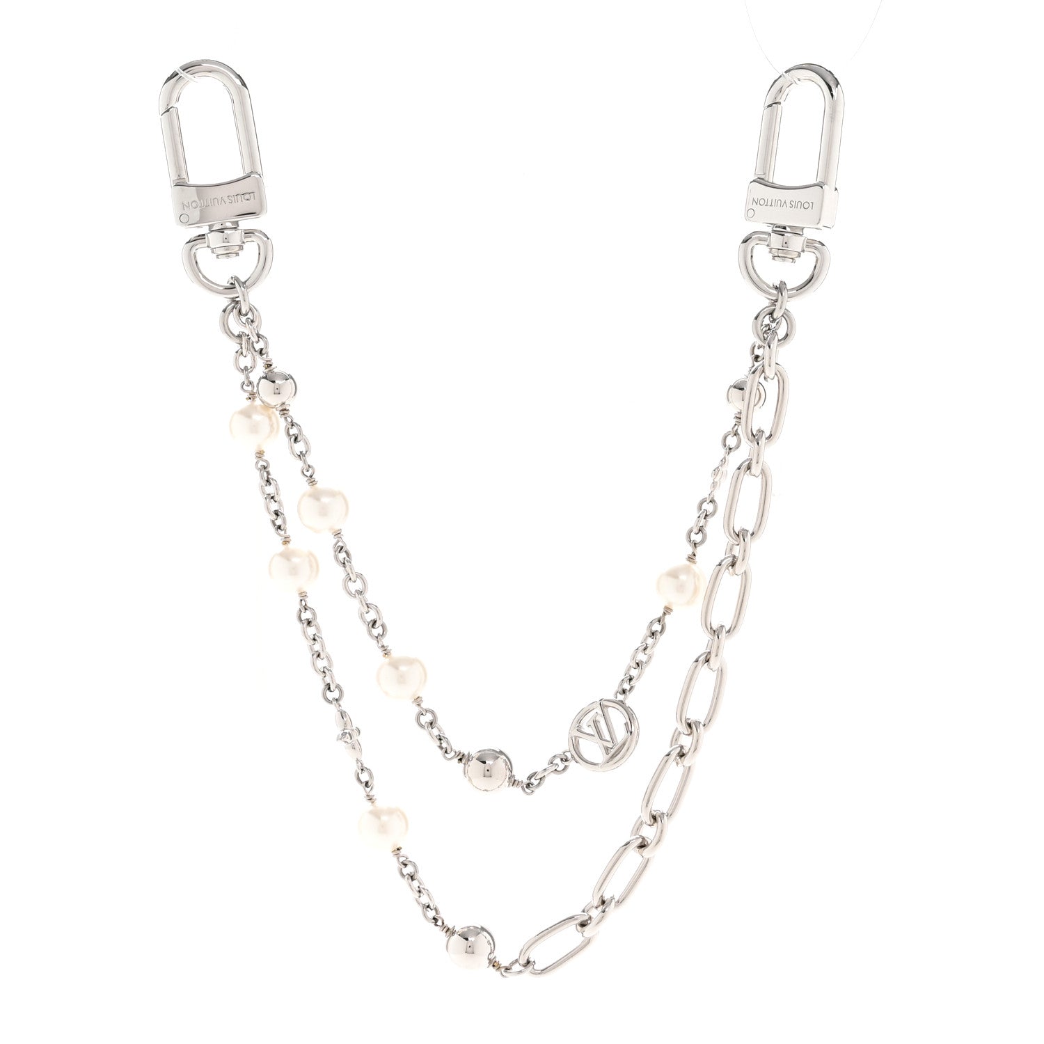 Metal Pearl Chain Midnight Bag Charm Silver