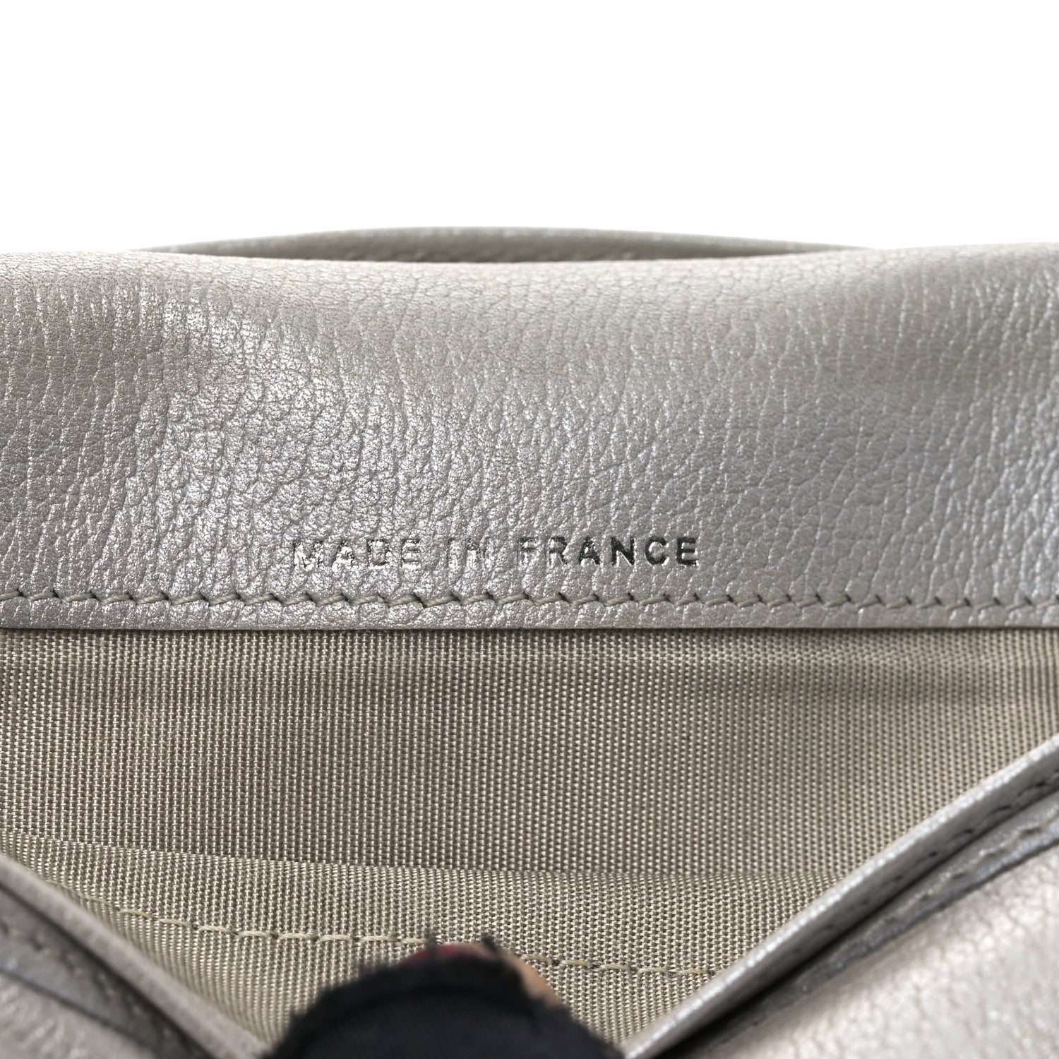 Metallic Goatskin Camellia Embossed Yen Wallet Silver
