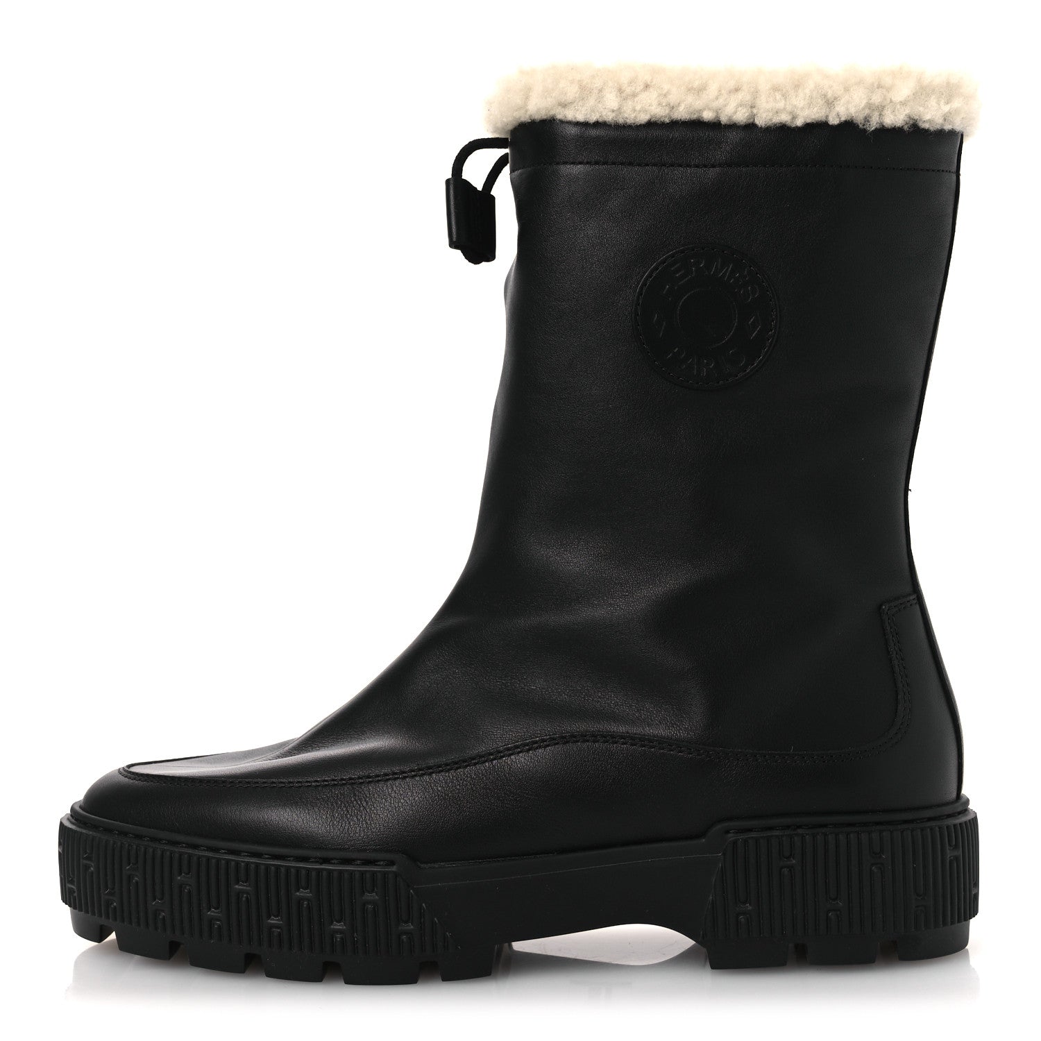 Calfskin Shearling Womens Journey Ankle Boots 38.5 Black Ecru