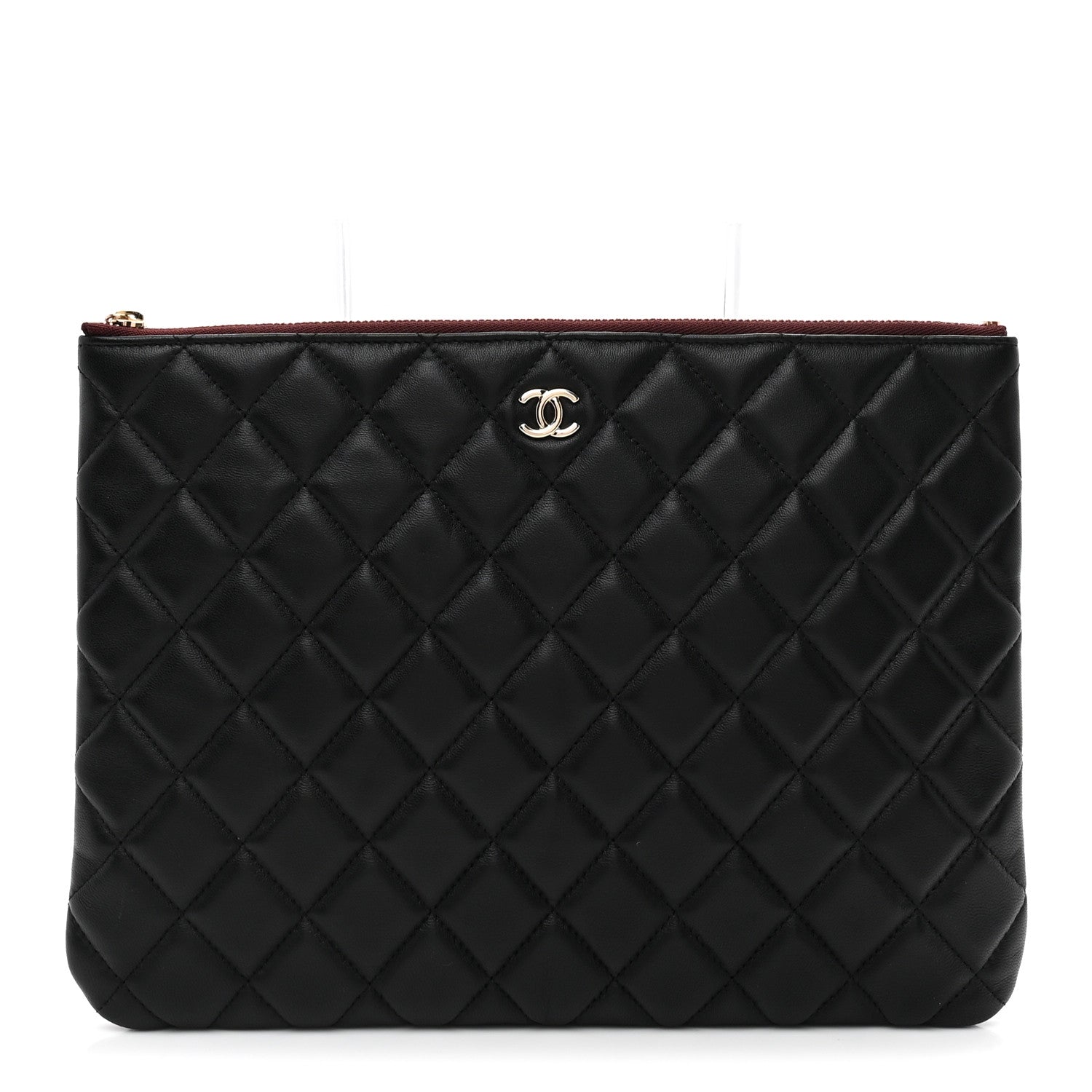 Lambskin Quilted Medium Cosmetic Case Black