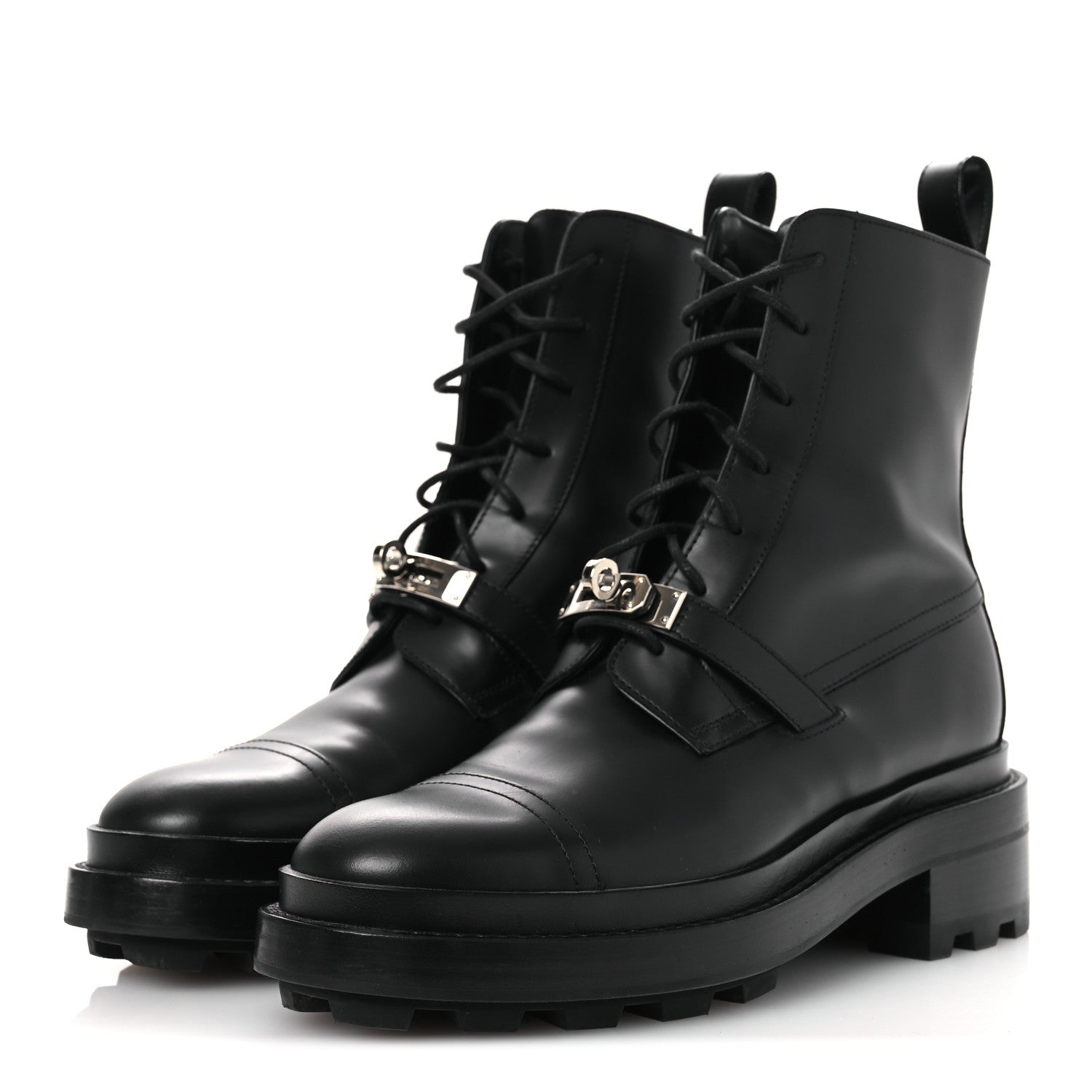 Glossed Calfskin Funk Ankle Boots 36 Black