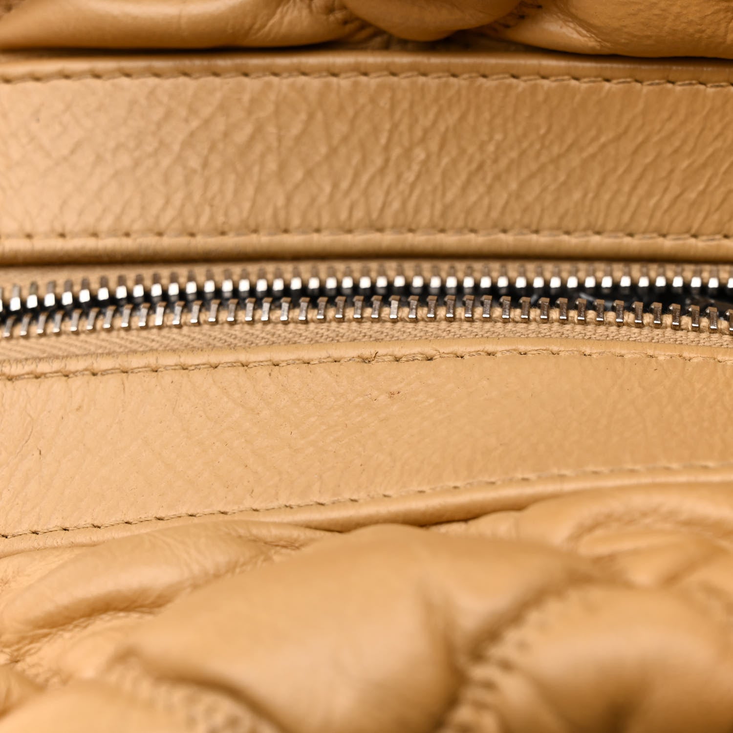 Lambskin Bubble Quilt Bowler Beige