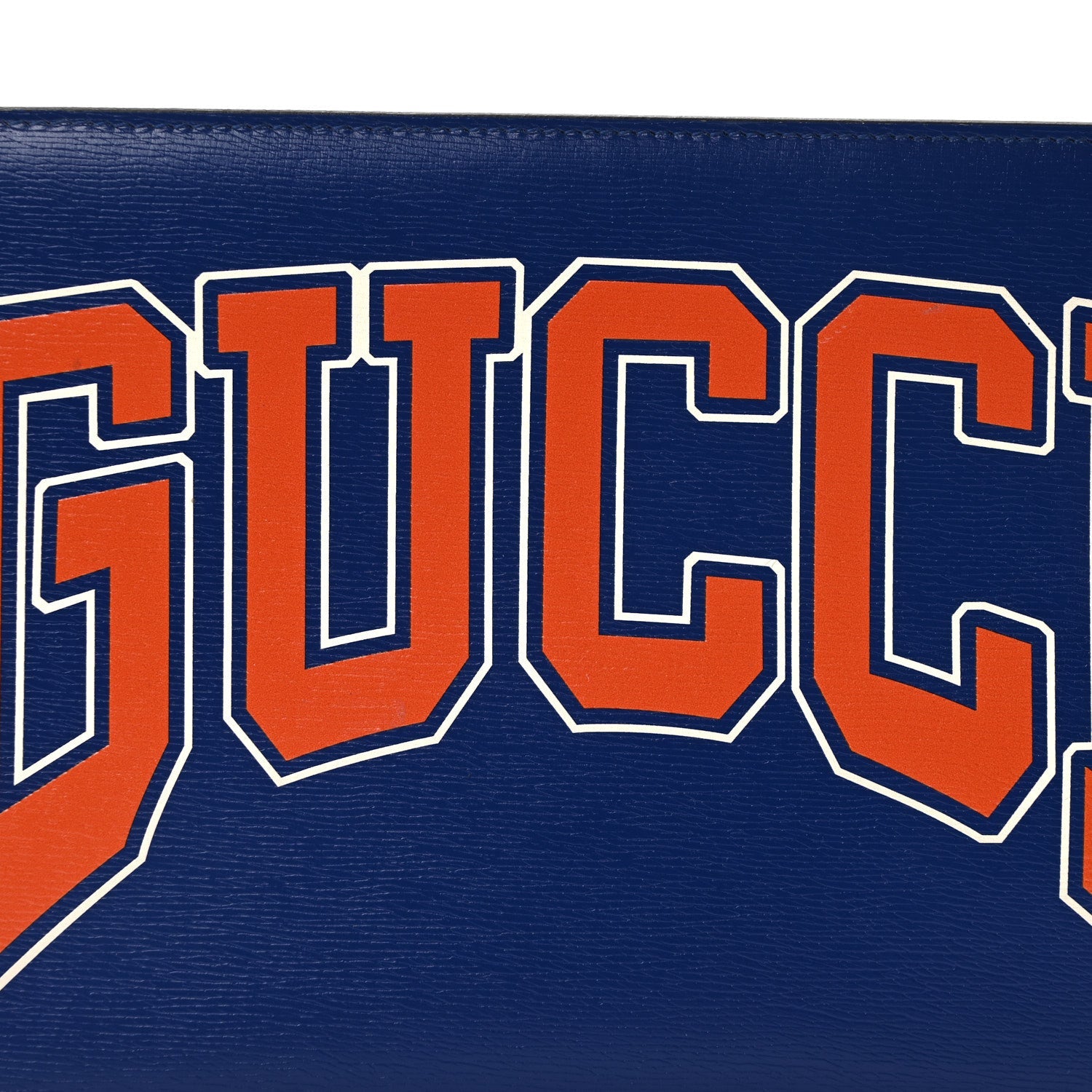 New Shanghai Calfskin Interlocking G Logo Wristlet Pouch Cobalt Blue Orange
