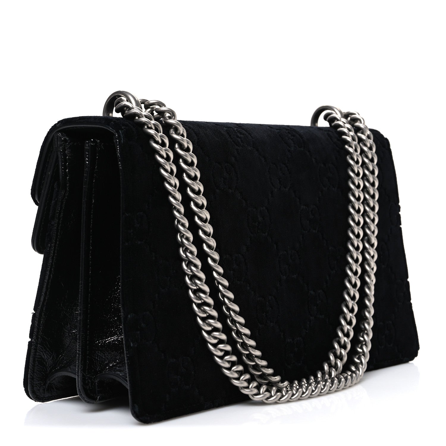 Velvet GG Monogram Small Dionysus Shoulder Bag Black