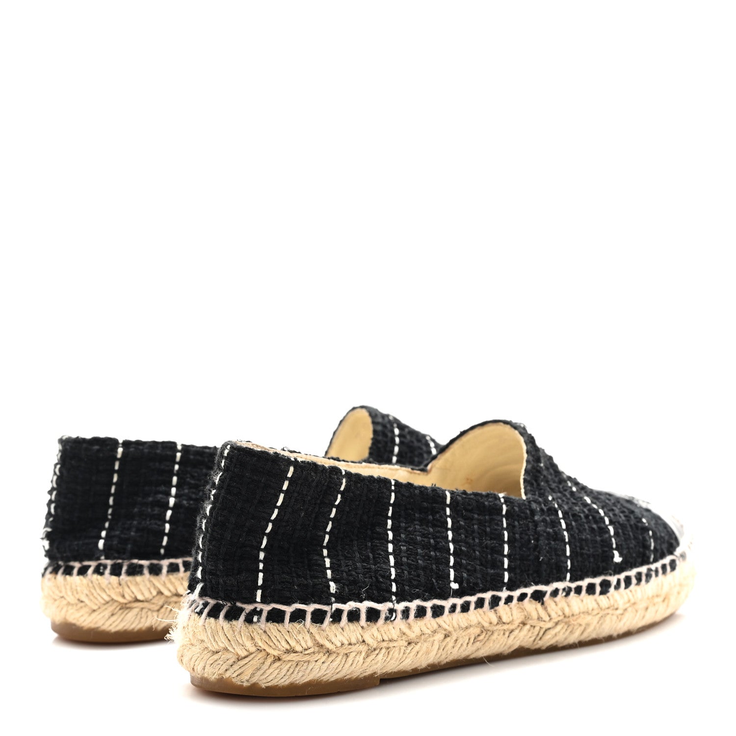 Tweed Patent CC Espadrilles 36 Black White