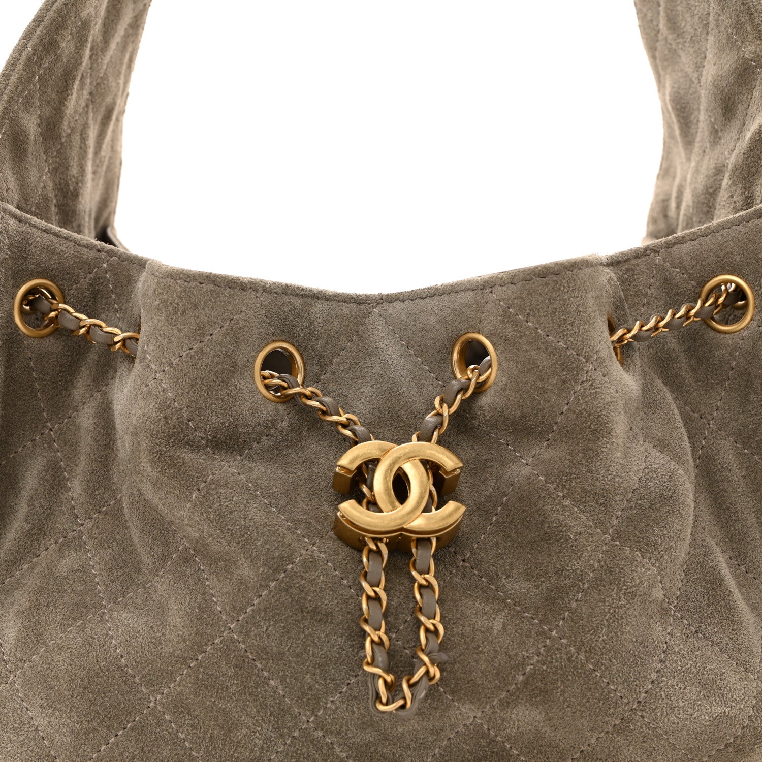 Suede Quilted Small Chanel 25 Handbag Dark Grey