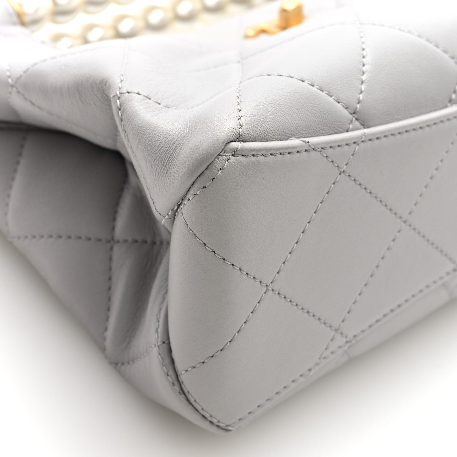 Calfskin Pearl Small Shopping Bag Grey