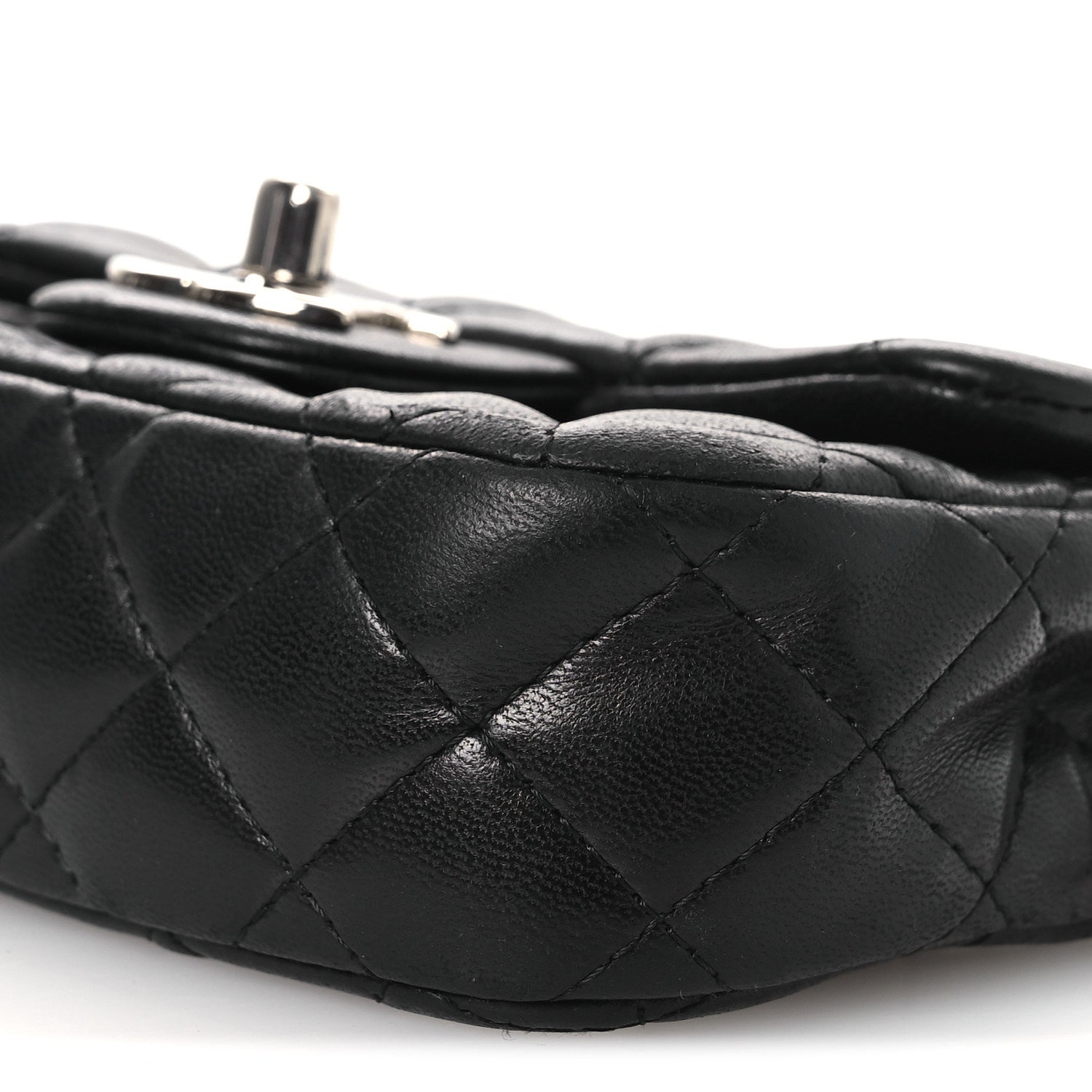 Lambskin Quilted Double Mini Flap Crossbody Black