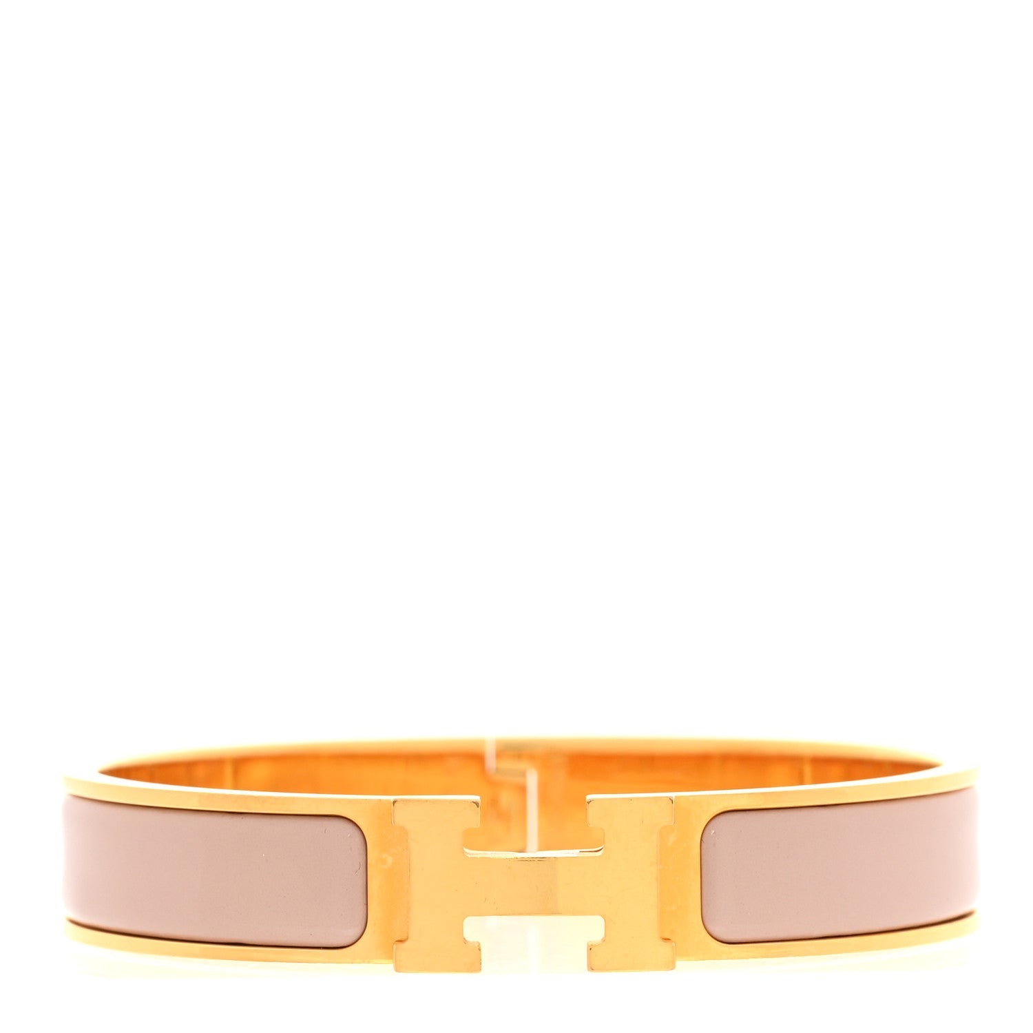 Enamel Narrow Clic Clac H Bracelet GM Marron Glace