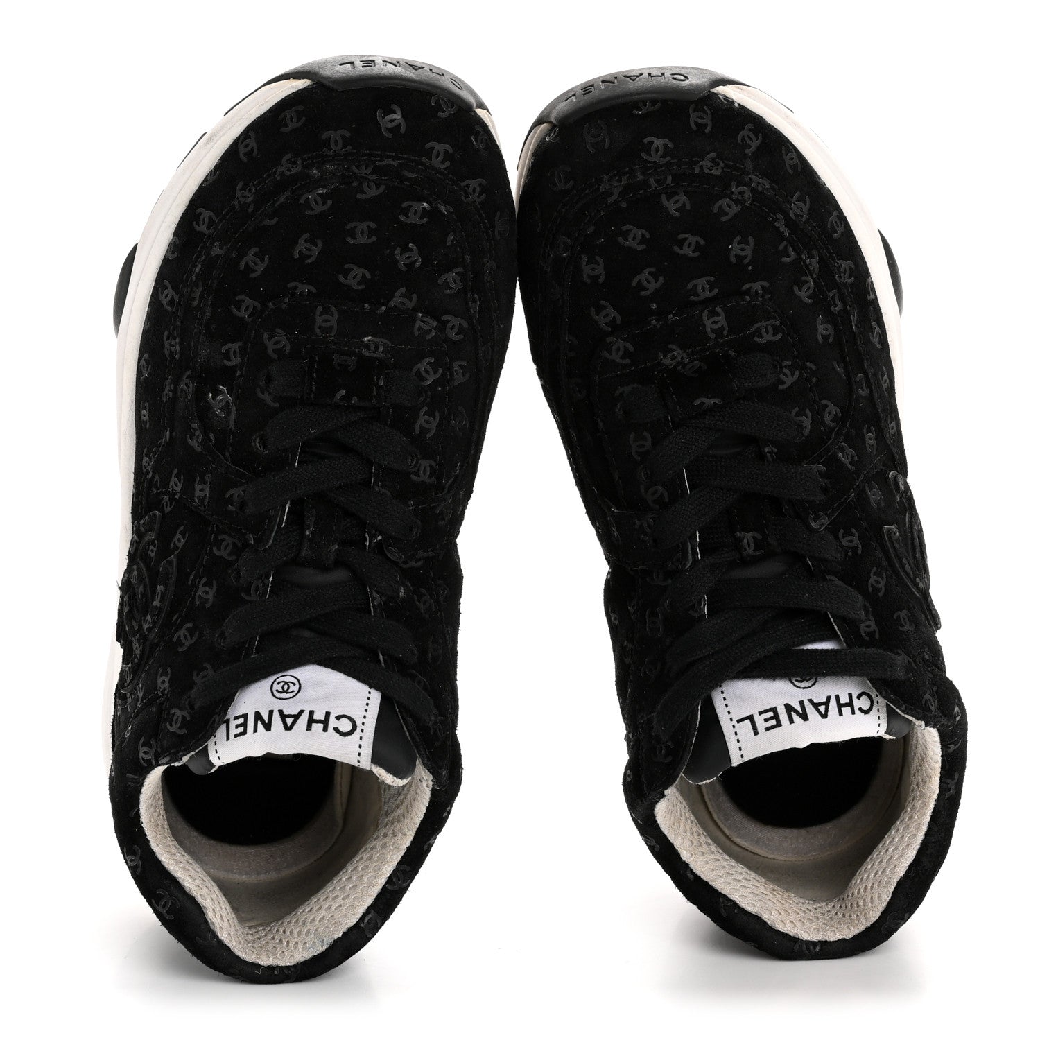 Suede Calfskin Printed CC Sneakers 35 Black