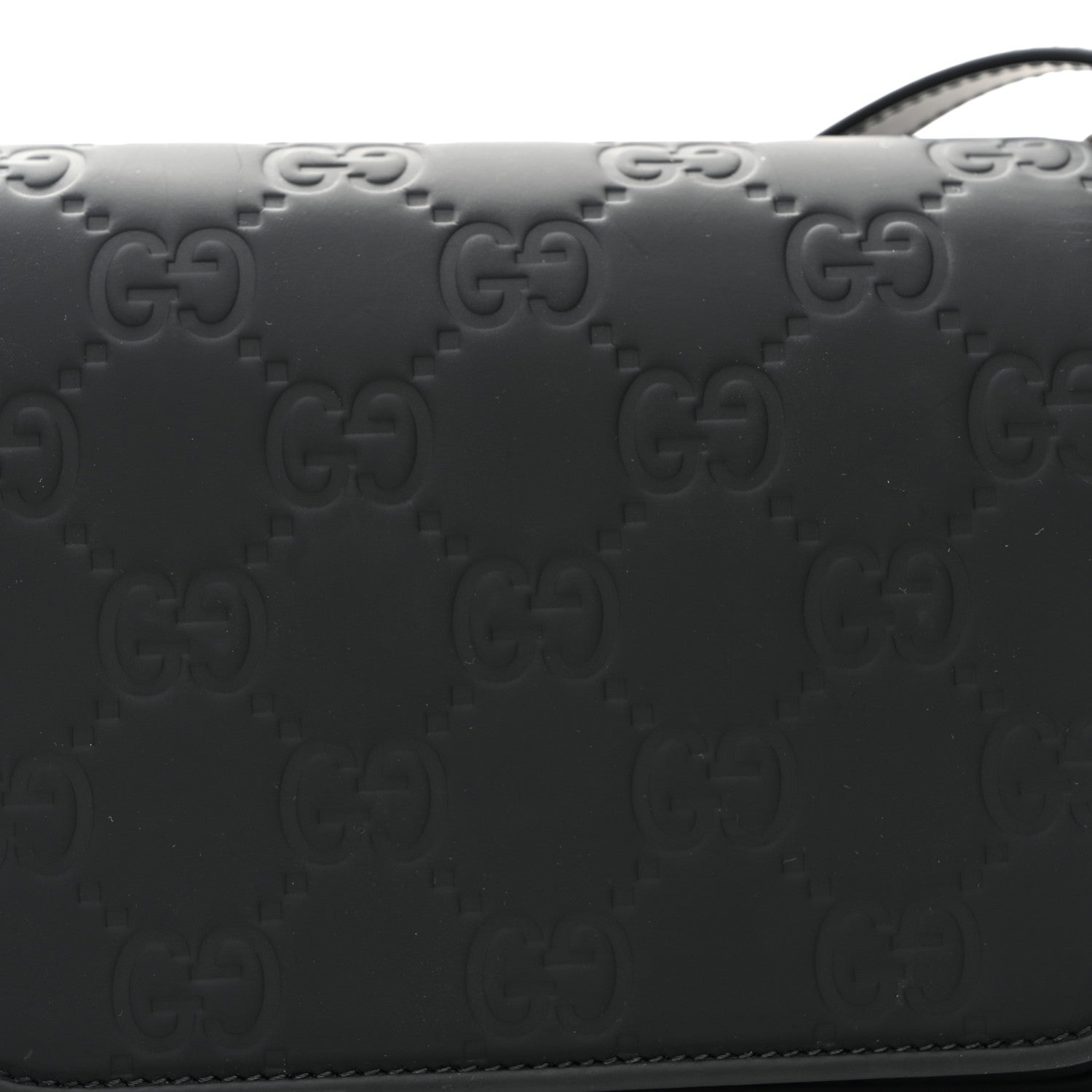 Rubber Effect Calfskin GG Mini Messenger Bag Black