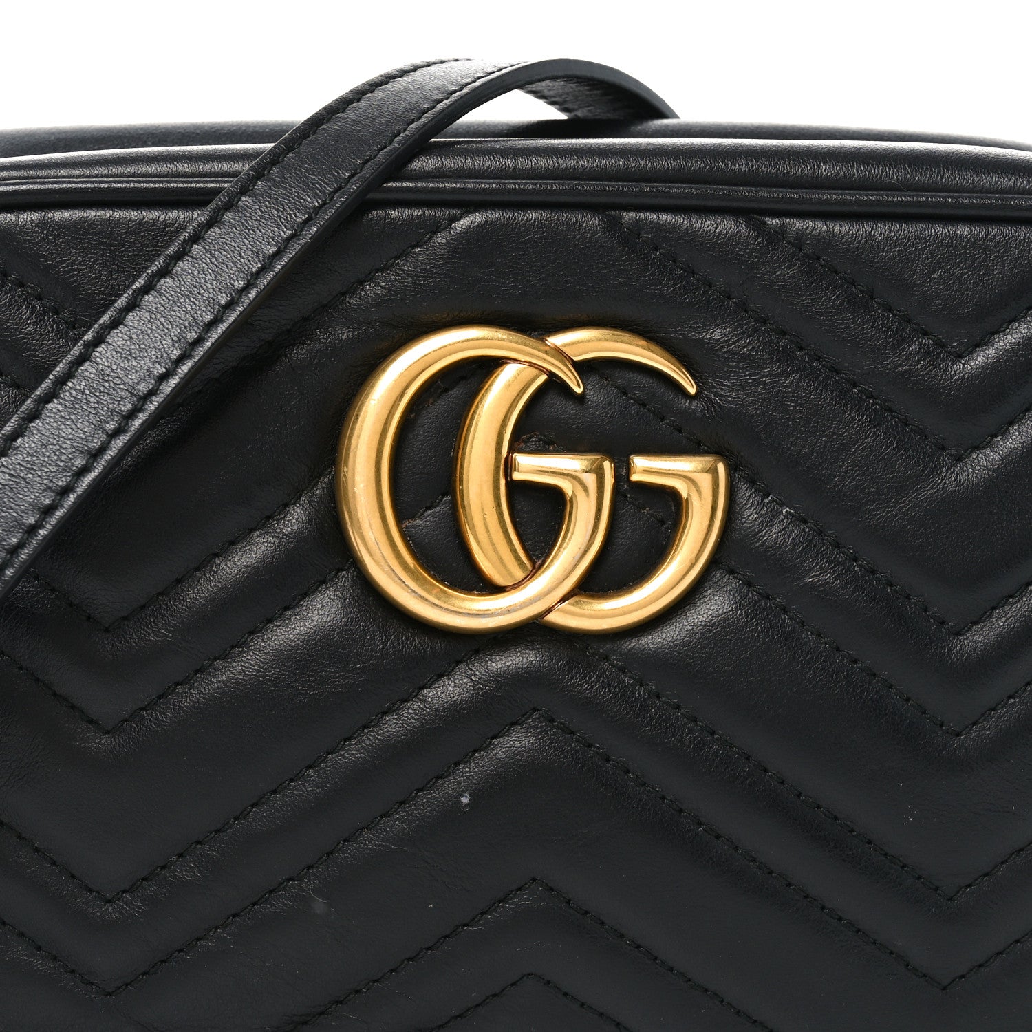 Calfskin Matelasse Small GG Marmont Chain Shoulder Bag Black