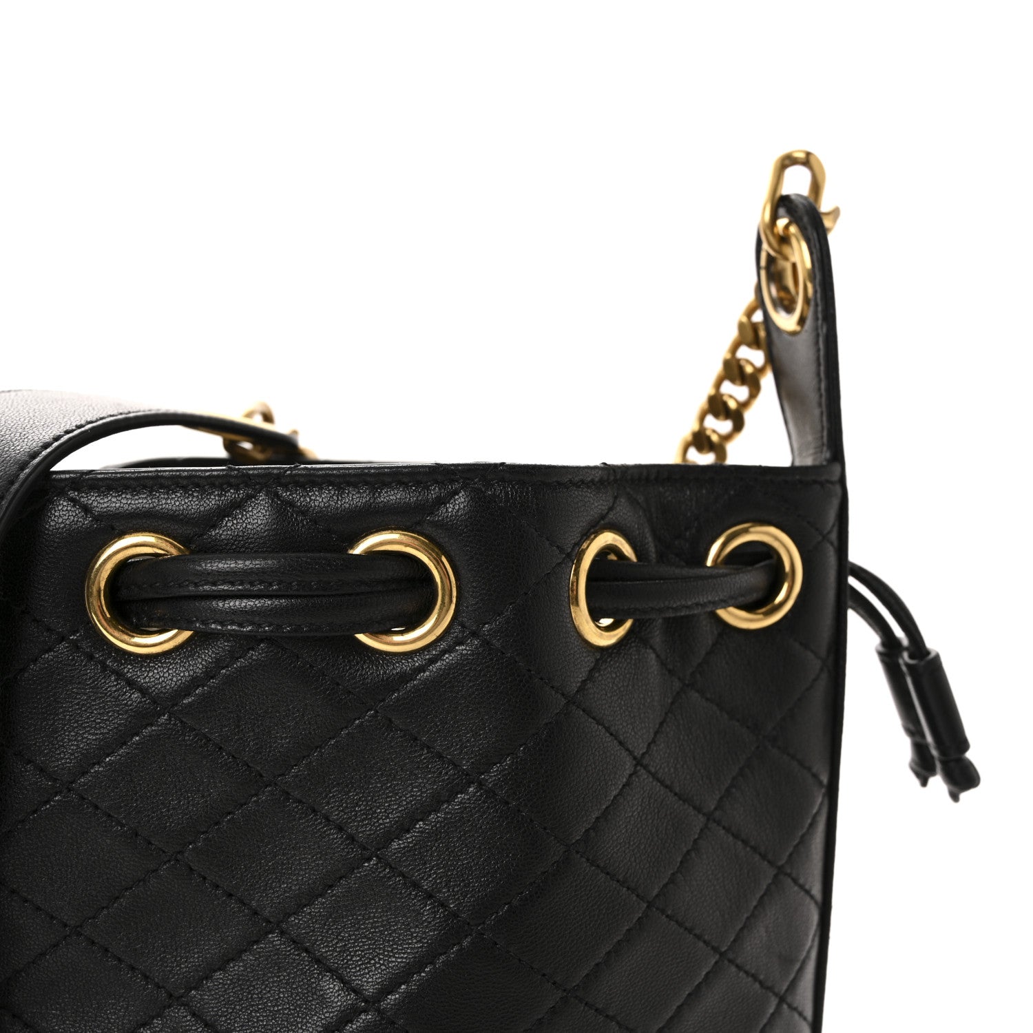 Lambskin Quilted Small Cassandre Bucket Bag Black
