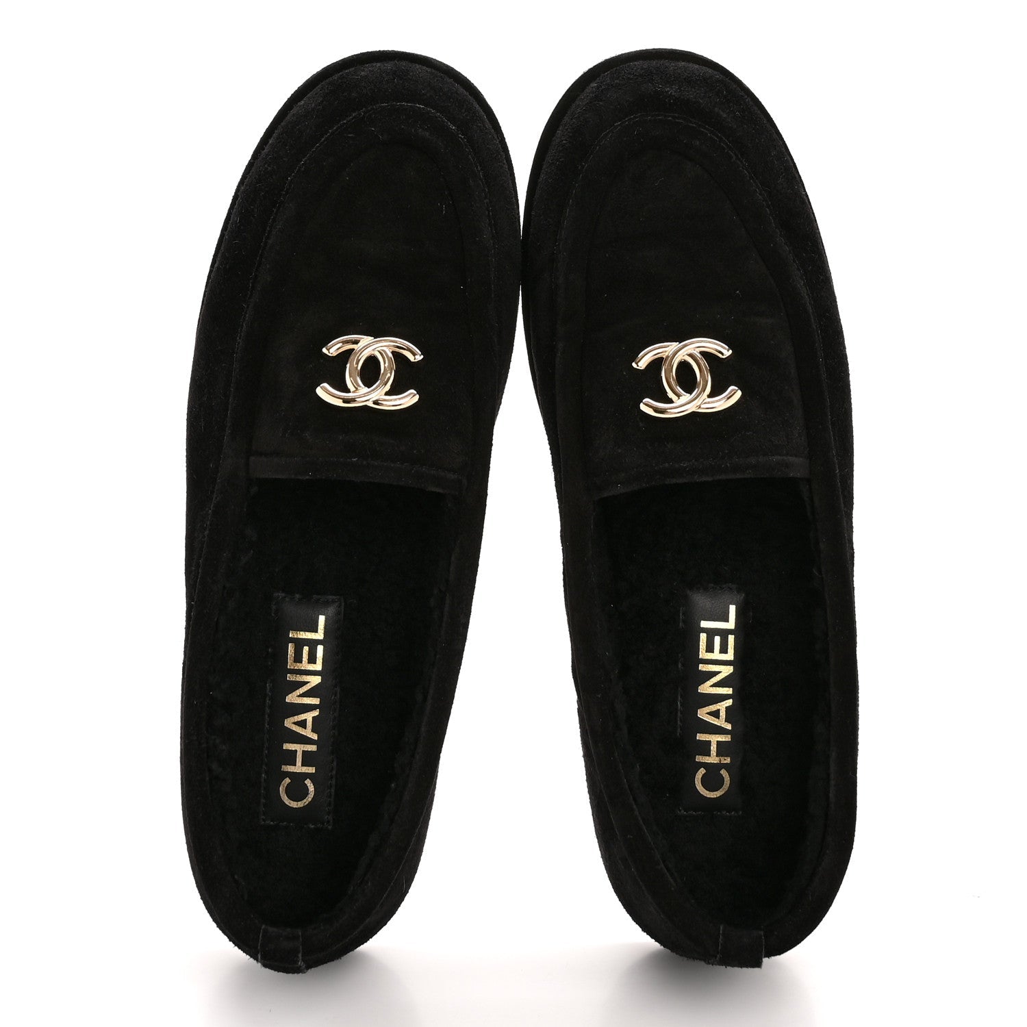 Suede Calfskin CC Loafers 39.5 Black