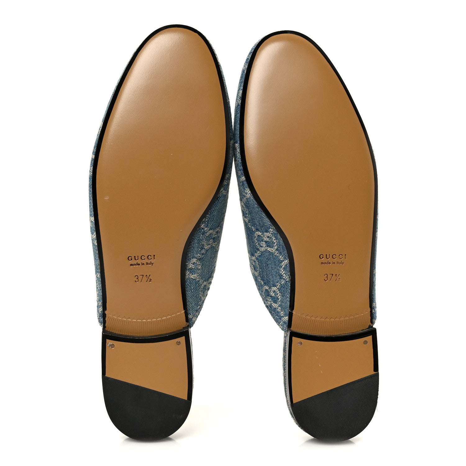 New Denim GG Malaga Kid Womens Princetown Slippers 37.5 Light Blue Royale