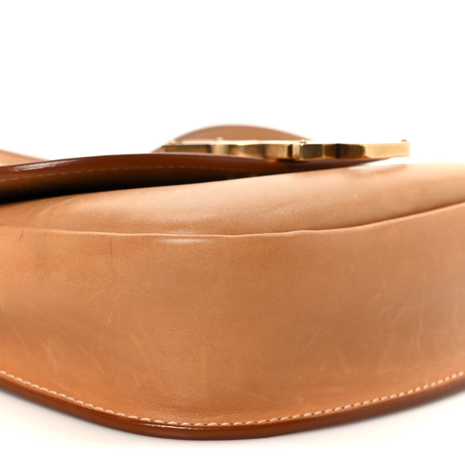 Smooth Vintage Calfskin Small Kaia Satchel Brown Gold