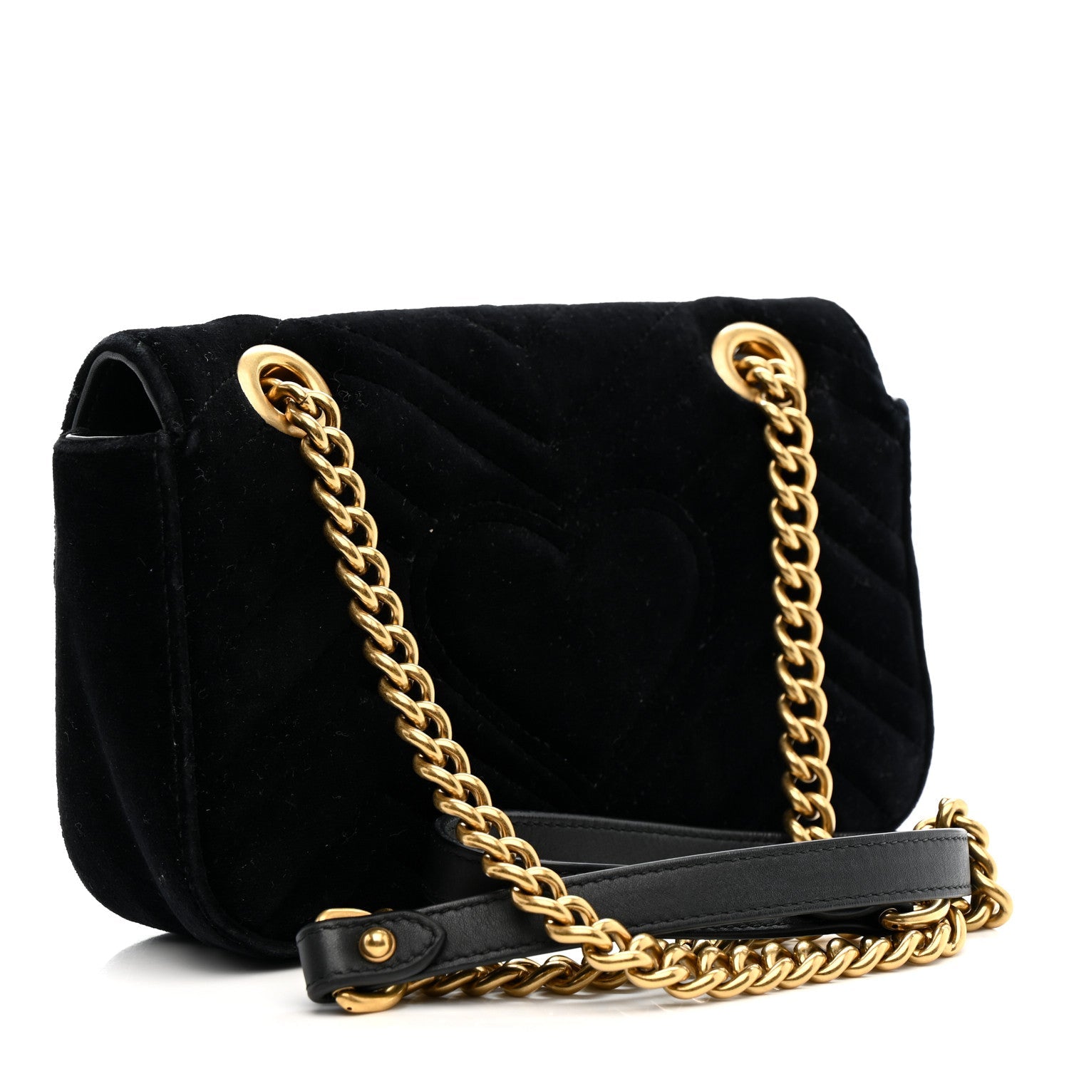 Velvet Matelasse Mini GG Marmont Shoulder Bag Black