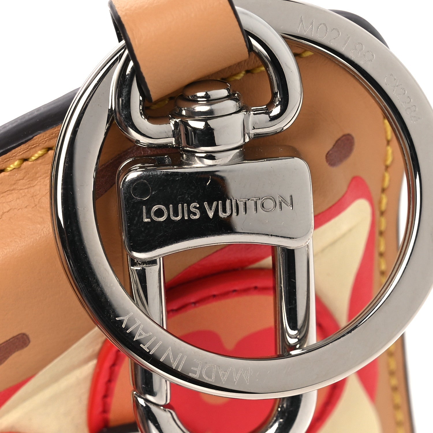 Calfskin Monogram Printed Pizza Bag Charm Key Holder