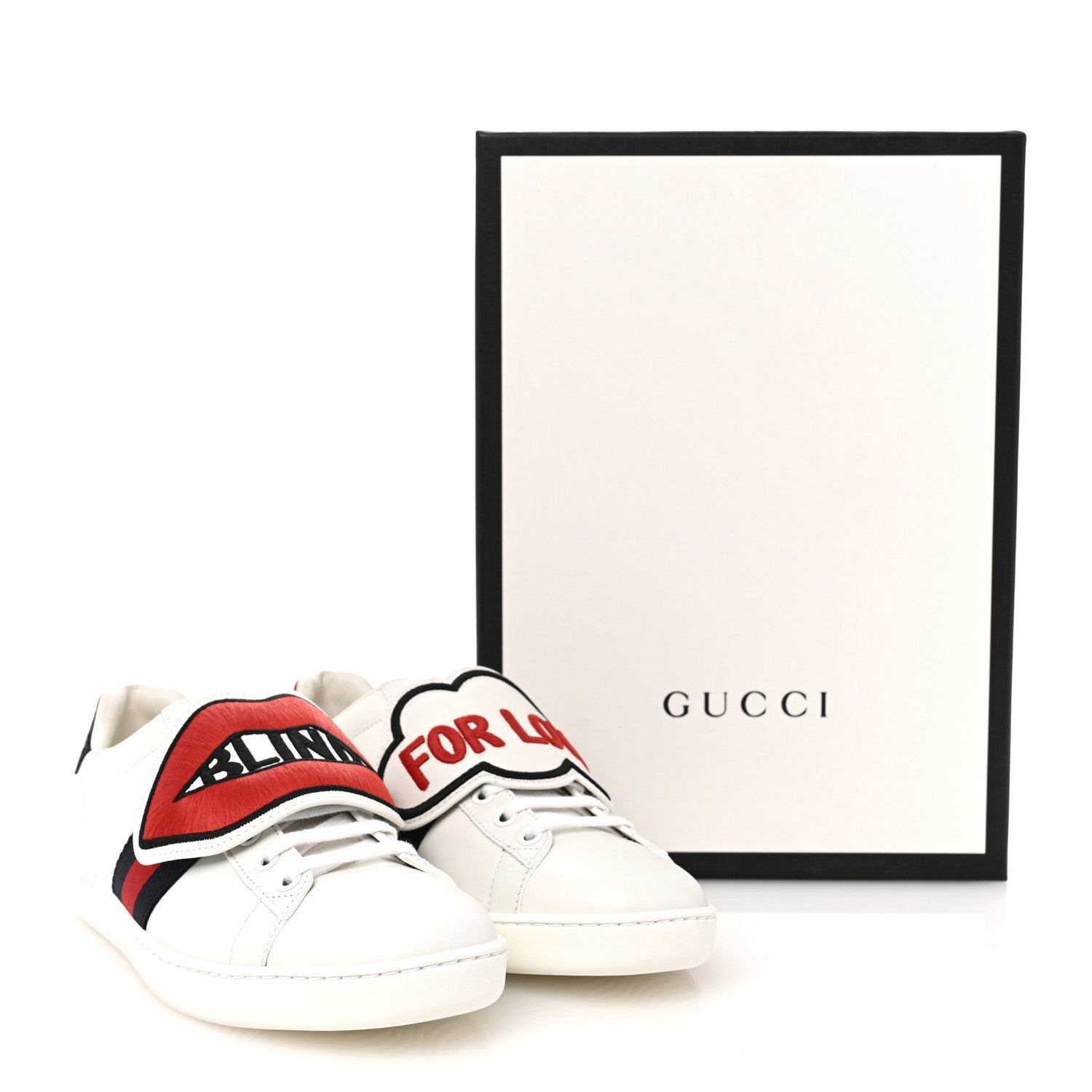 Calfskin Ayers Blind For Love Embroidered Womens Ace Sneakers 36.5 White