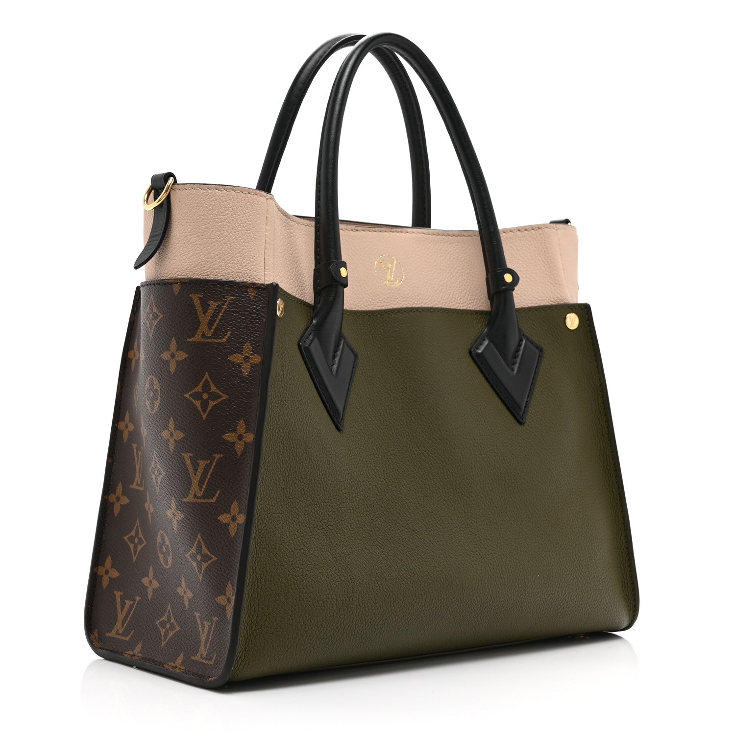 Calfskin Monogram On My Side MM Laurier Green Toffee Latte Beige
