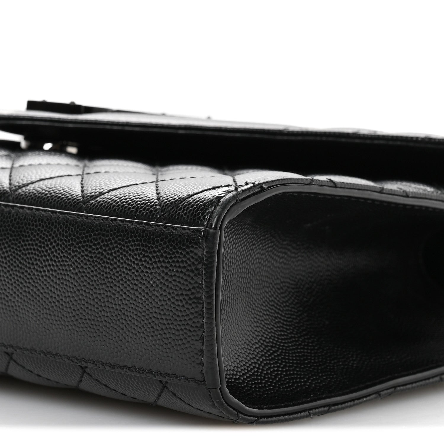 Grain De Poudre Textured Mixed Matelasse Triquilt Medium Monogram Monochrome Satchel Black