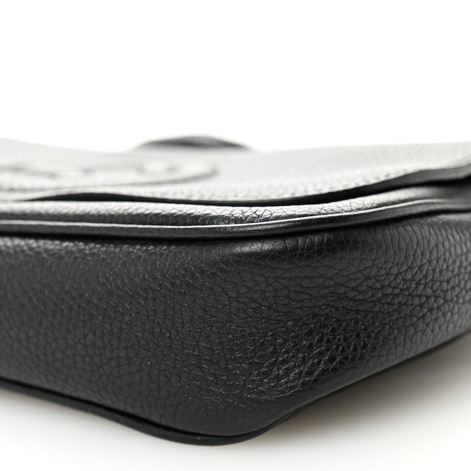 Pebbled Calfskin Medium Soho Flap Crossbody Black