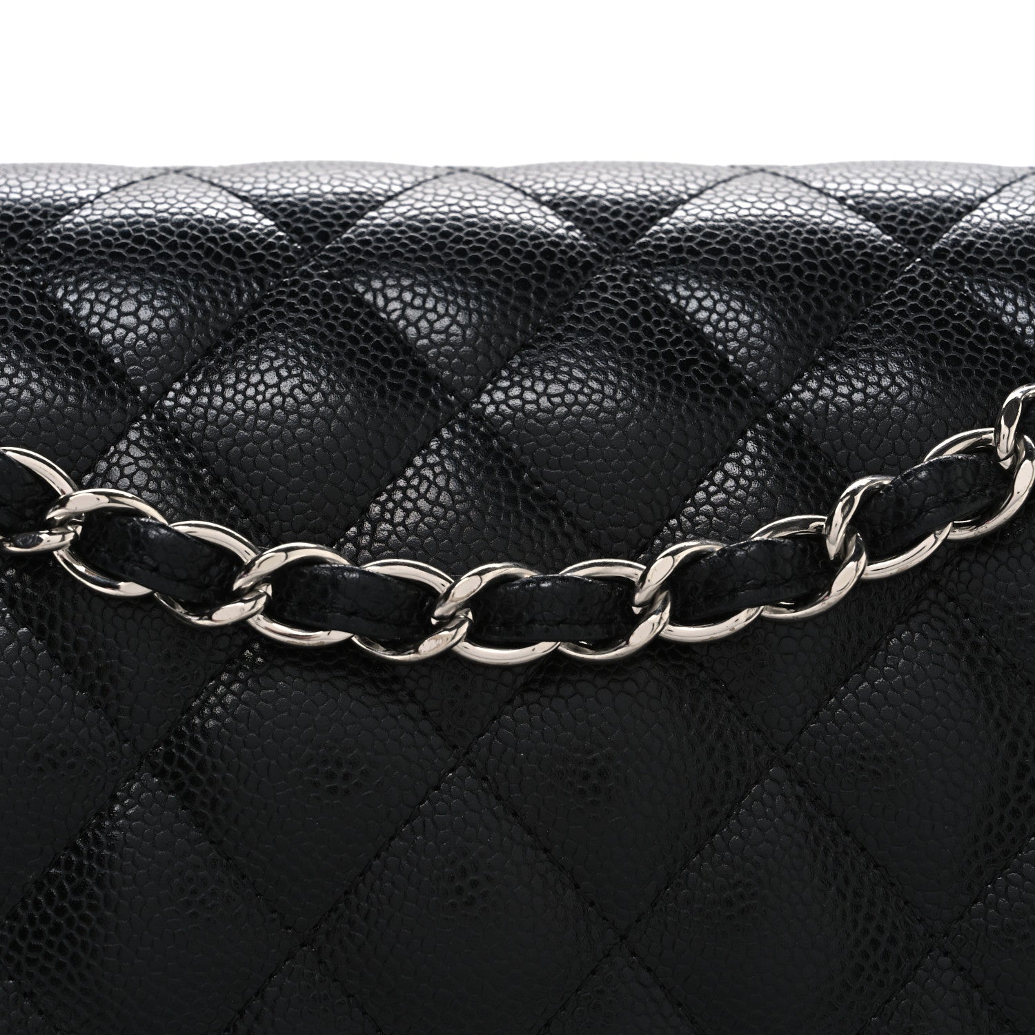 Caviar Quilted Jumbo Double Flap Black