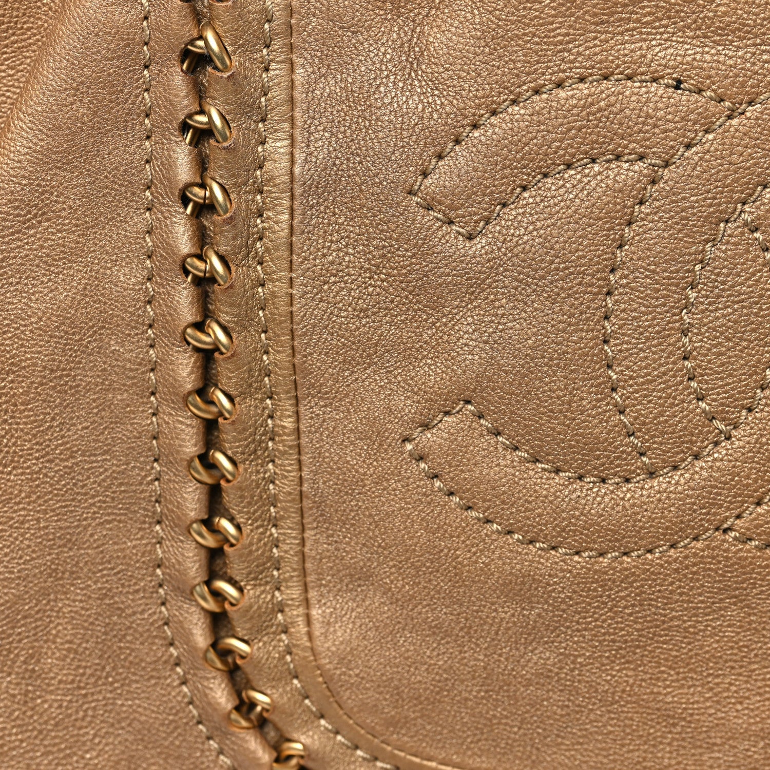 Metallic Calfskin Luxe Ligne Tote Gold