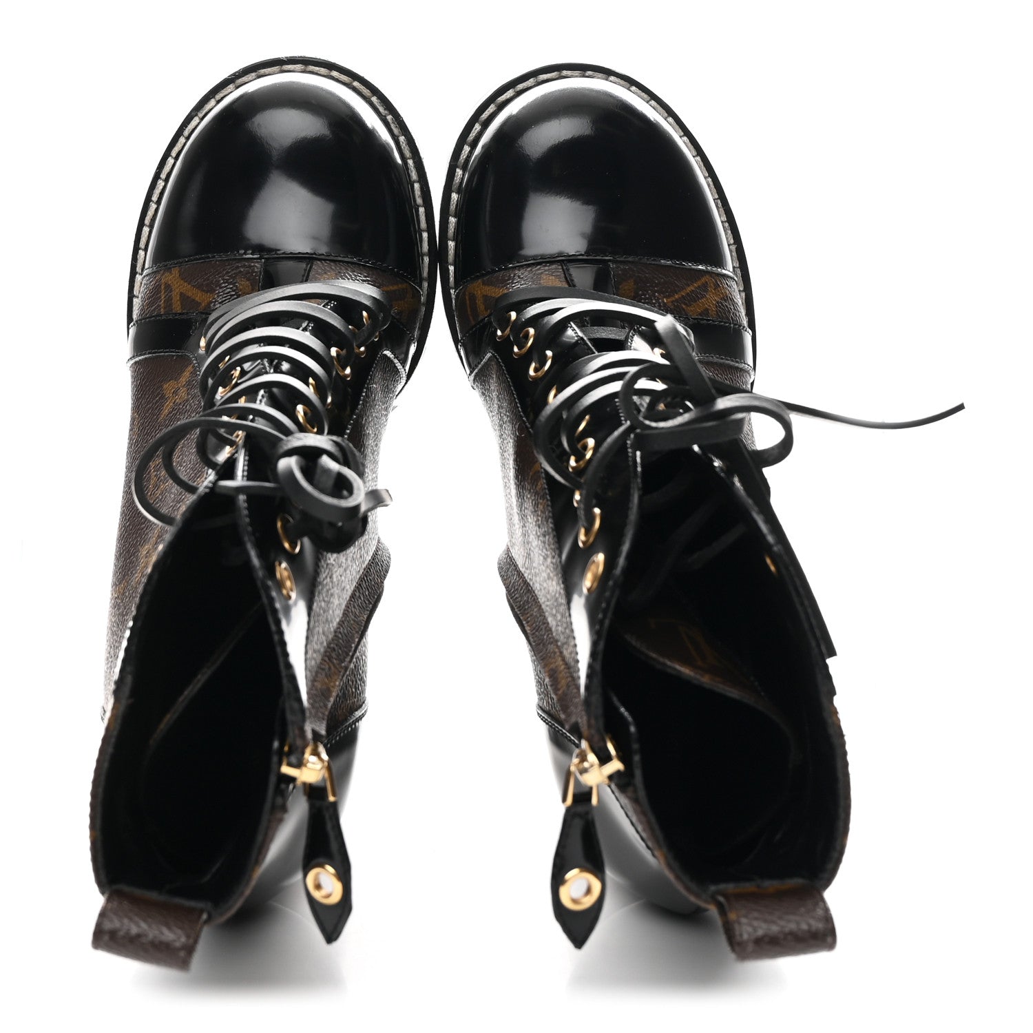 Patent Calfskin Monogram Star Trail Ankle Boots 39 Black