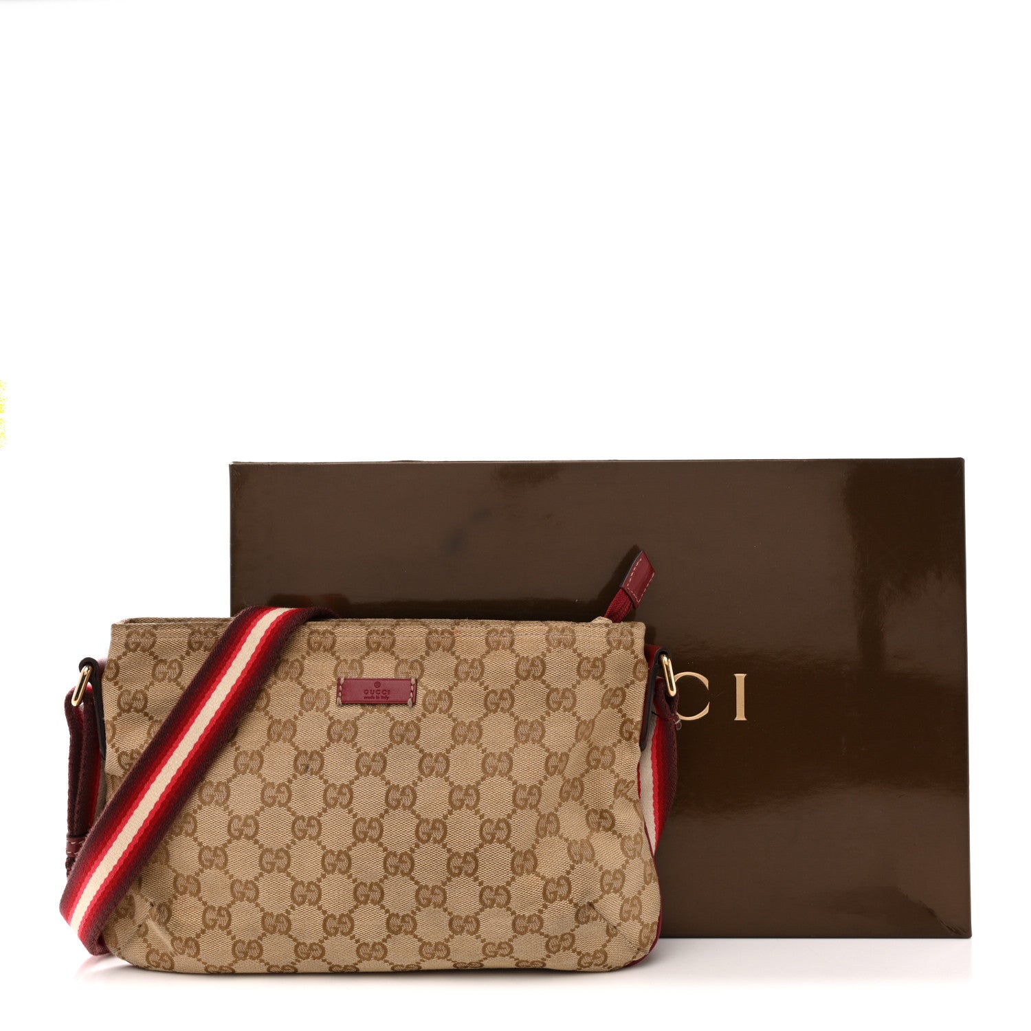 Monogram Web Small Flat Messenger Crossbody Pink Gold