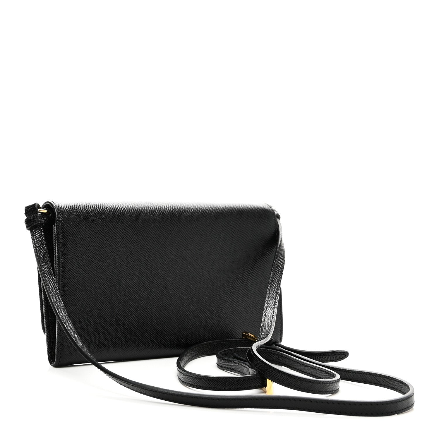 Saffiano Bow Flap Wallet Black